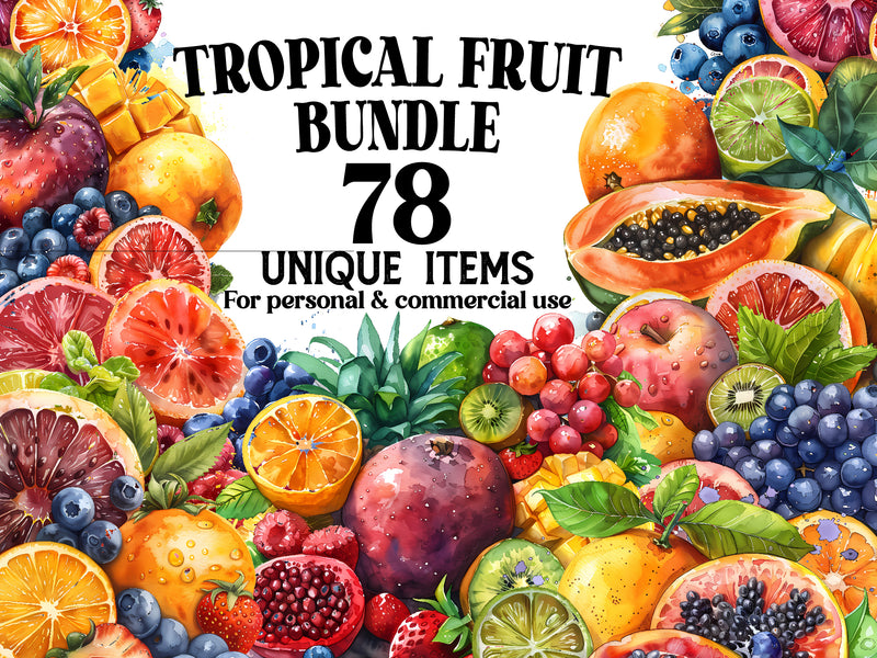 Tropical Fruit Clipart - CraftNest - Digital Crafting and Art