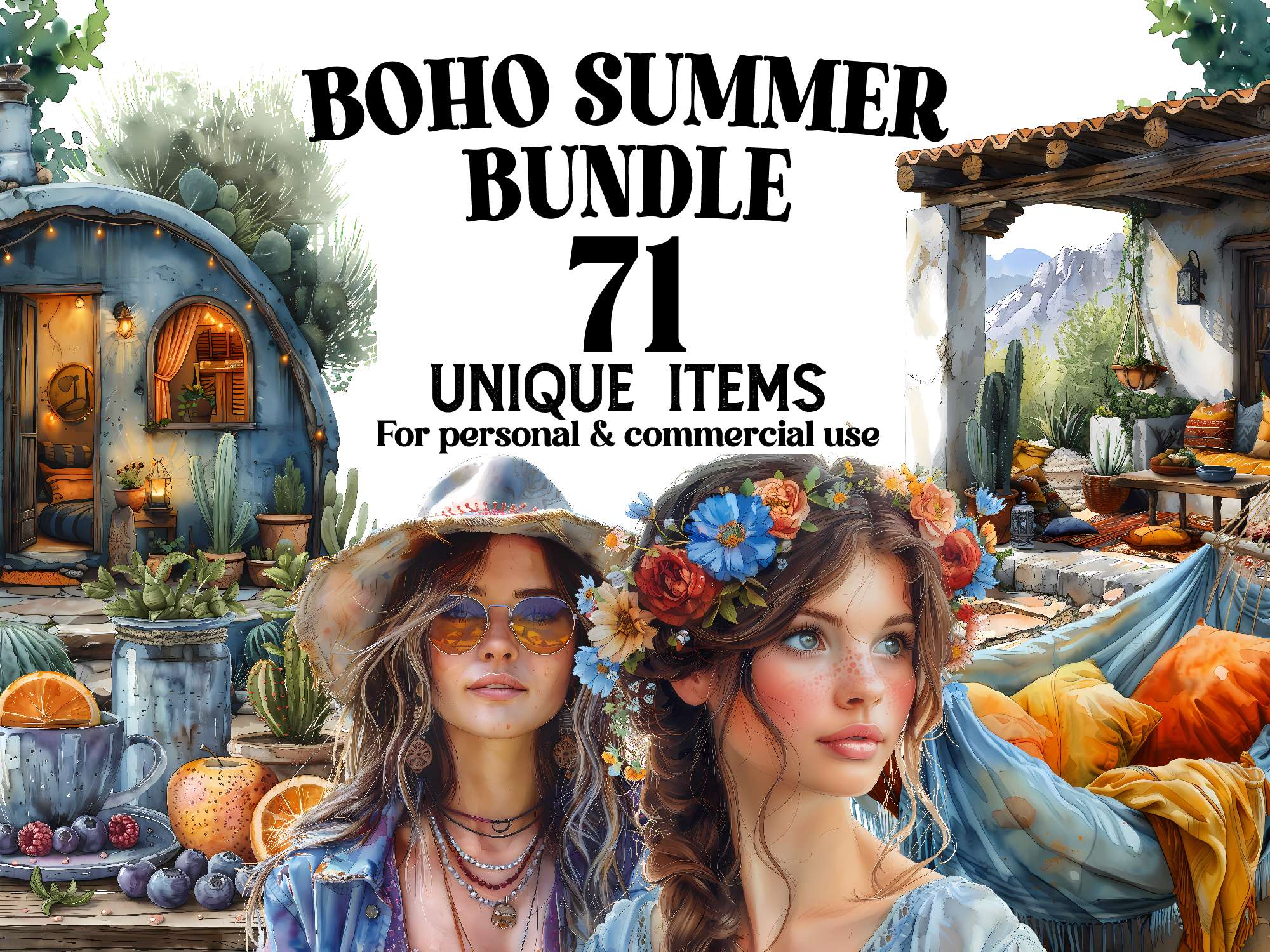 Boho Summer Clipart - CraftNest - Digital Crafting and Art