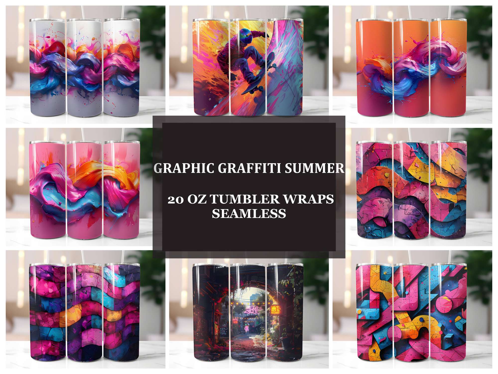 Graphic Graffiti Summer 2 Tumbler Wrap - CraftNest - Digital Crafting and Art