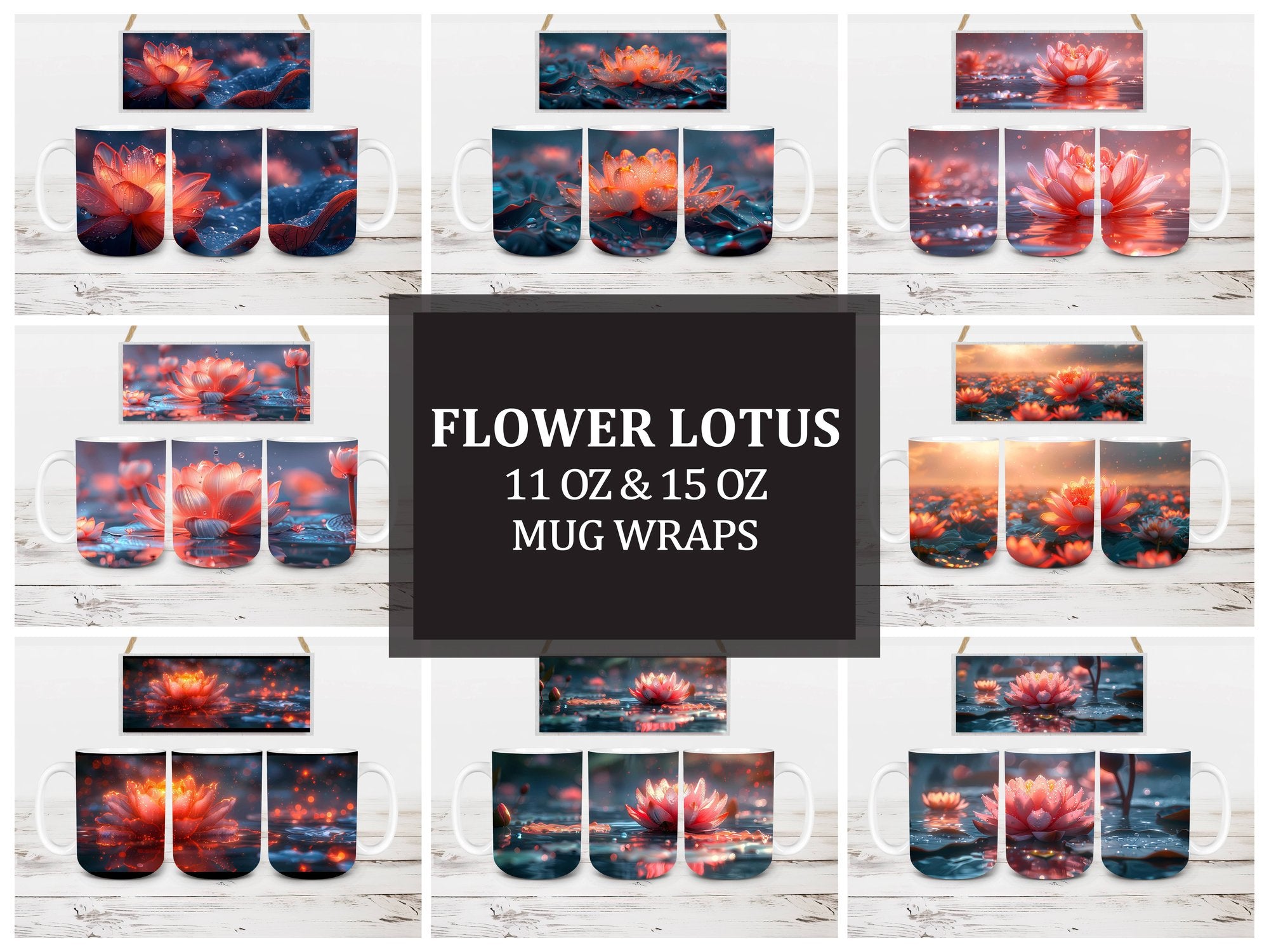 Flower Lotus 8 Mug Wrap - CraftNest