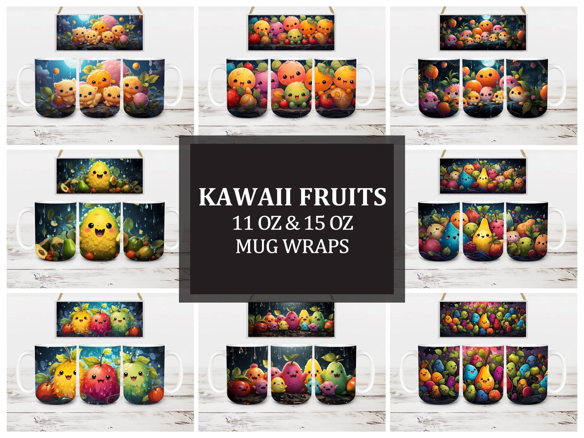 Kawaii Fruits 1 Mug Wrap - CraftNest