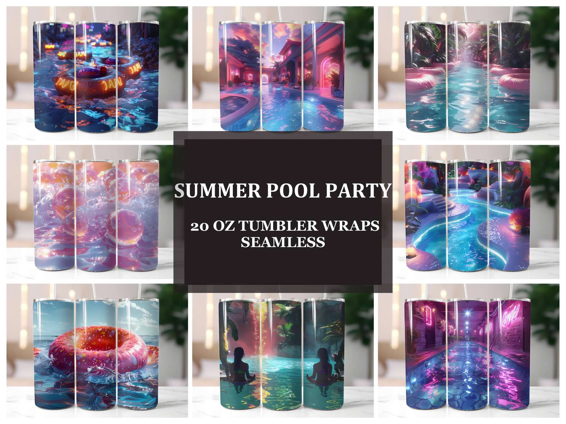 Summer Pool Party 3 Tumbler Wrap - CraftNest - Digital Crafting and Art