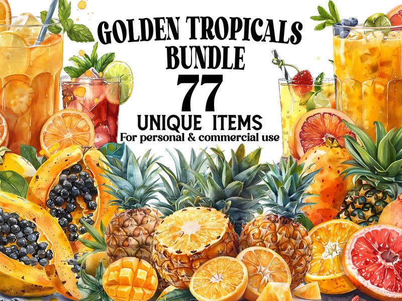 Golden Tropicals Clipart - CraftNest - Digital Crafting and Art