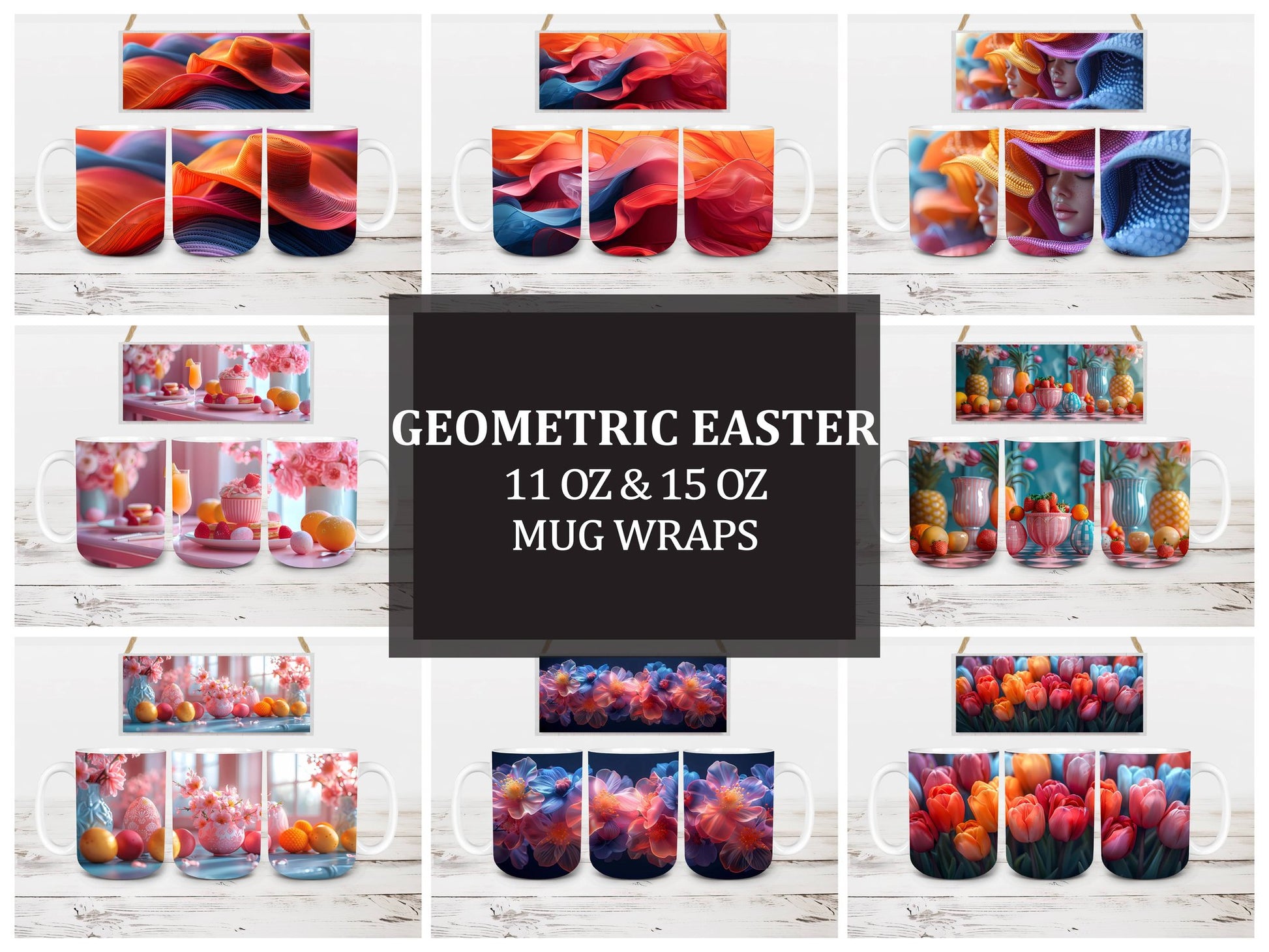 Geometric Easter 3 Mug Wrap - CraftNest