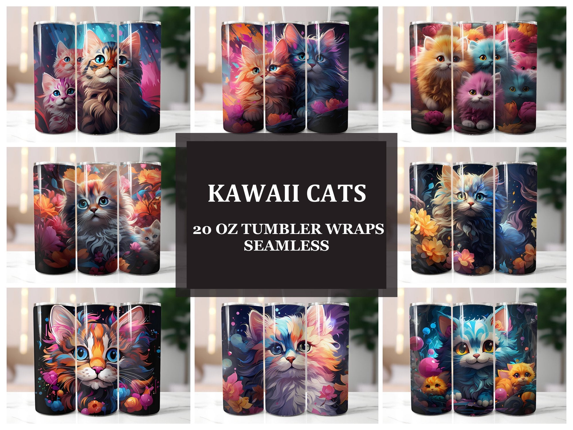 Kawaii Cats 2 Tumbler Wrap - CraftNest