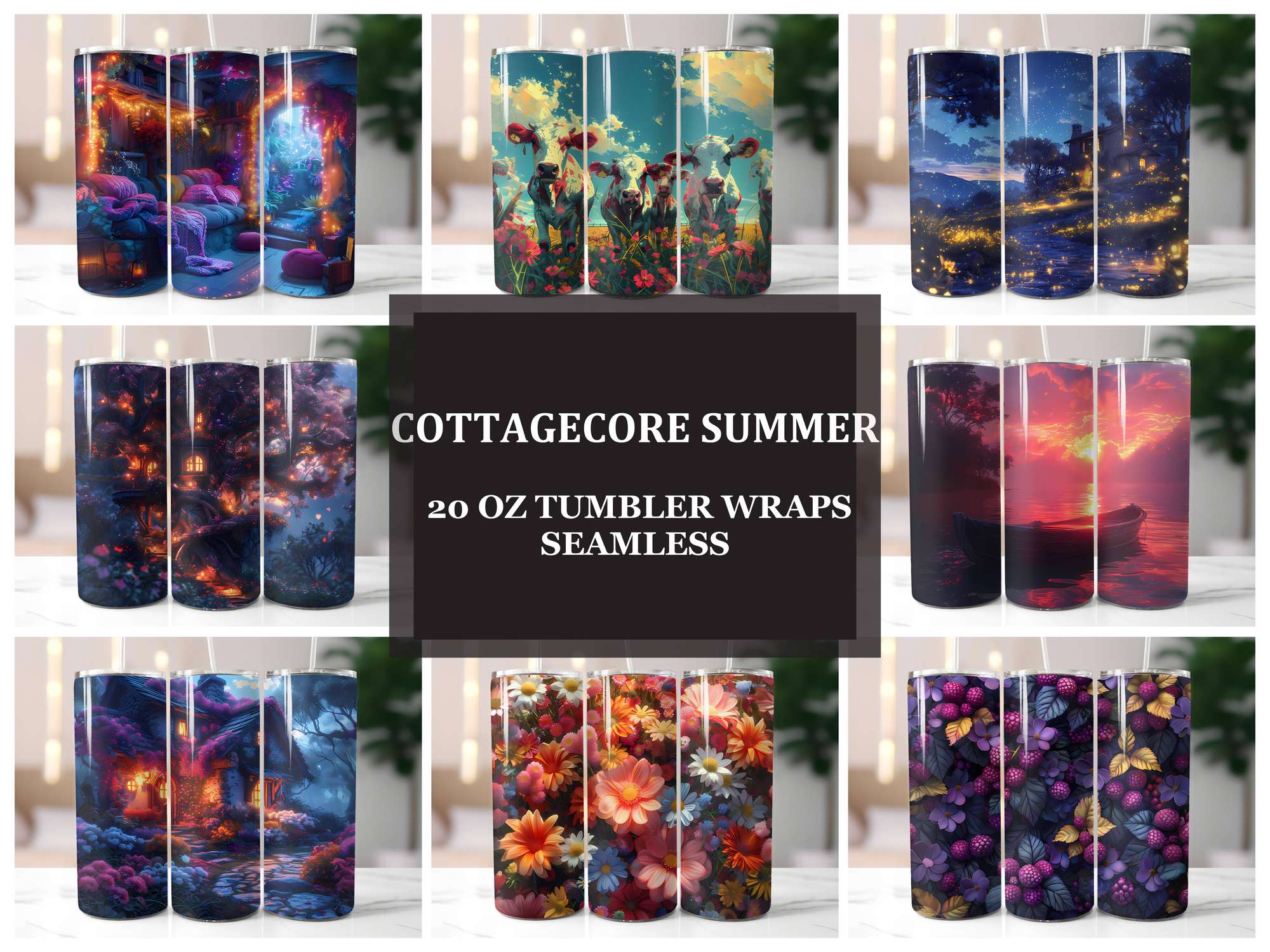 Cottagecore Summer 4 Tumbler Wrap - CraftNest - Digital Crafting and Art