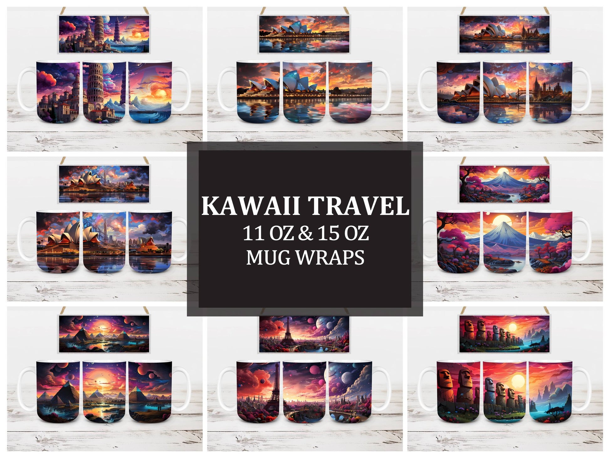 Kawaii Travel 2 Mug Wrap - CraftNest