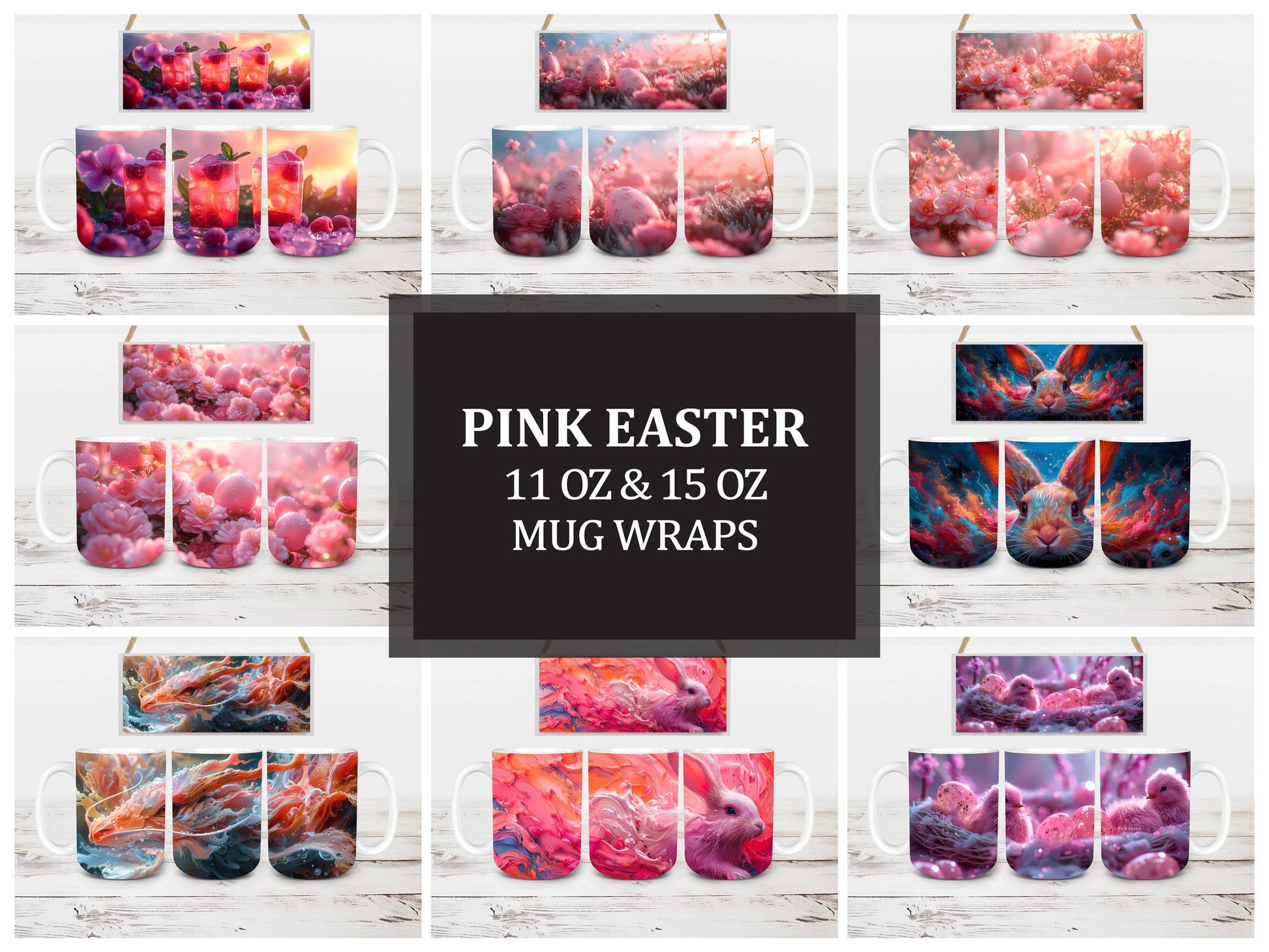 Pink Easter 5 Mug Wrap - CraftNest