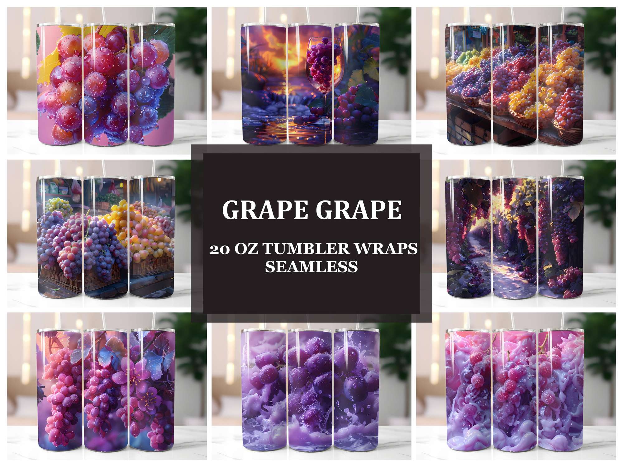 Grape 3 Tumbler Wrap - CraftNest - Digital Crafting and Art