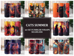 Cats Summer 1 Tumbler Wrap - CraftNest - Digital Crafting and Art