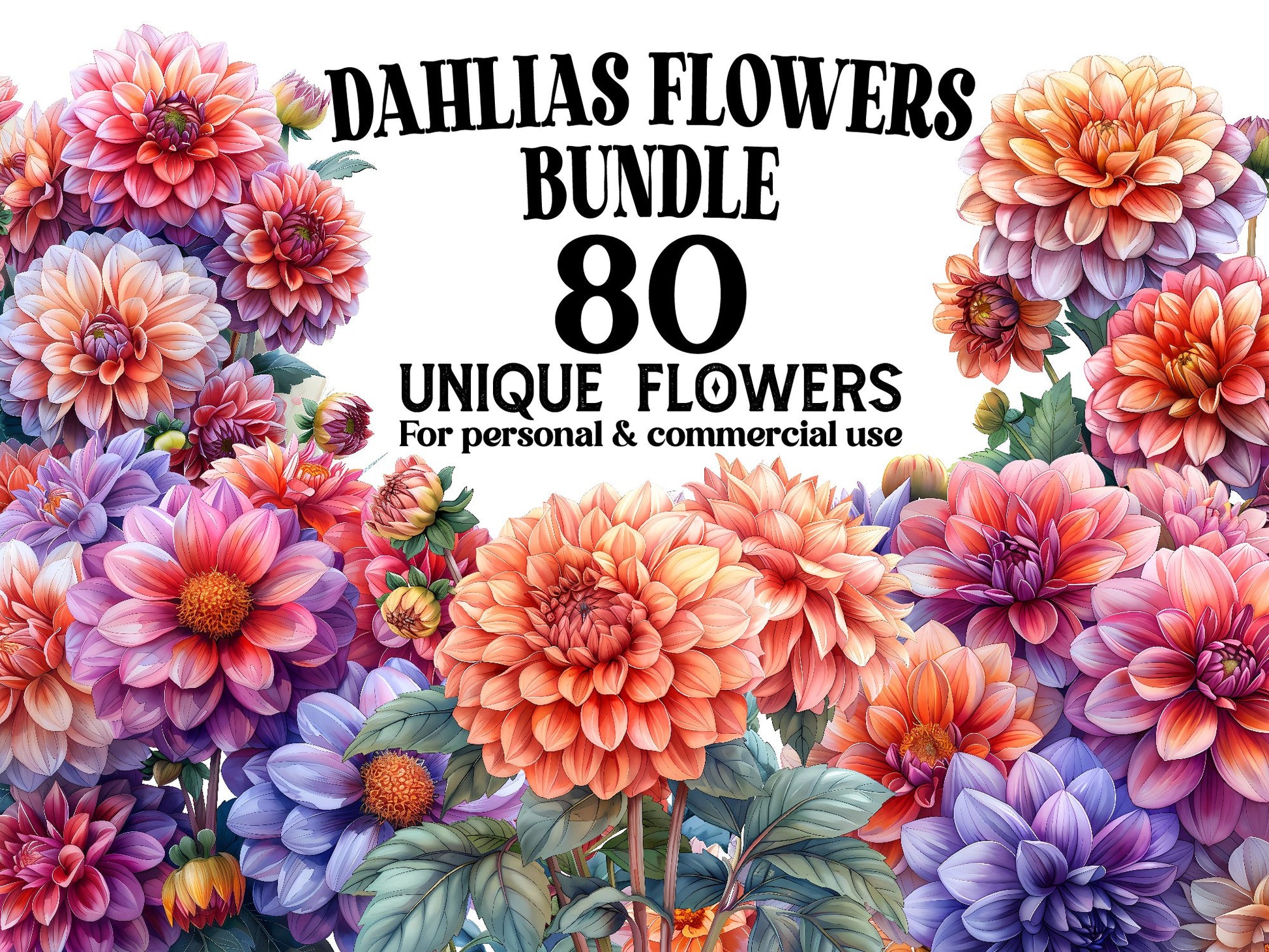 Dahlias Flowers Clipart - CraftNest - Digital Crafting and Art