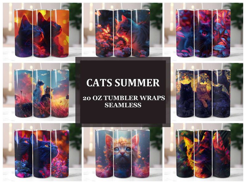 Cats Summer 5 Tumbler Wrap - CraftNest - Digital Crafting and Art