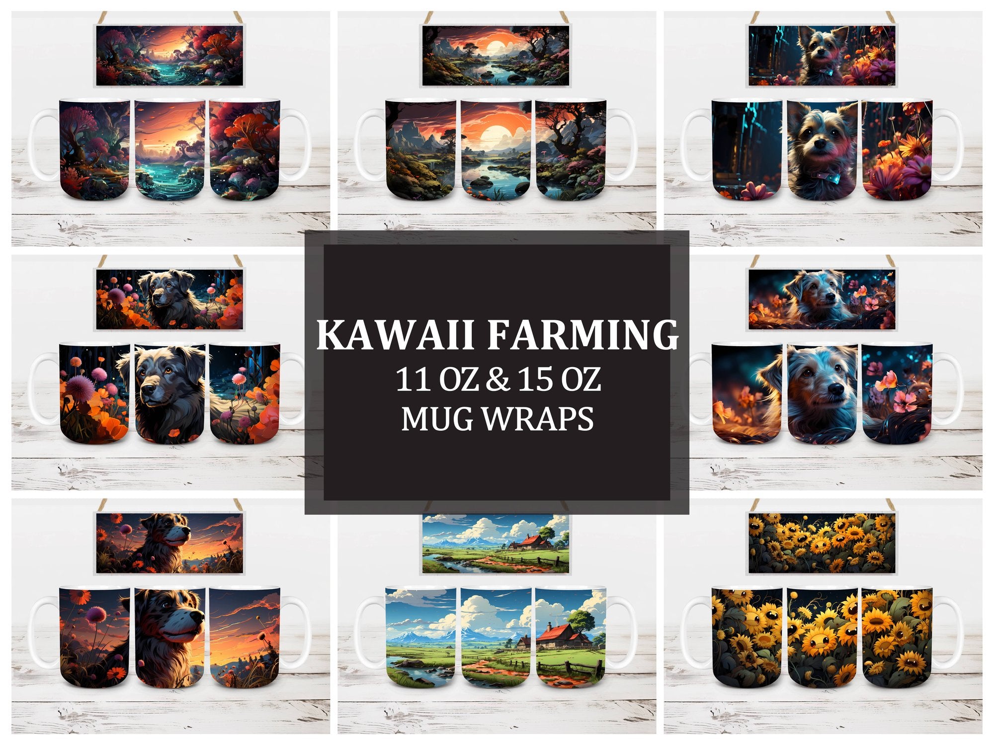 Kawaii Farming 8 Mug Wrap - CraftNest