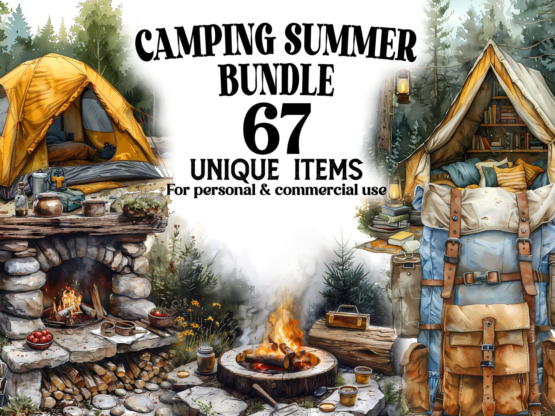 Camping Summer Clipart - CraftNest - Digital Crafting and Art