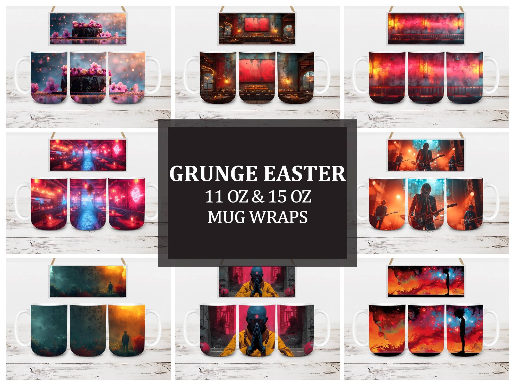 Grunge Easter 3 Mug Wrap - CraftNest