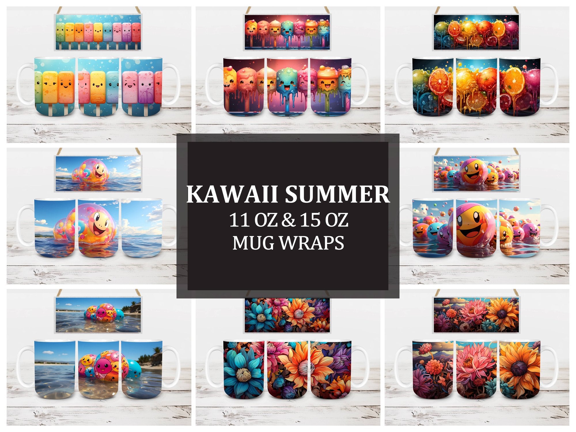 Kawaii Summer 1 Mug Wrap - CraftNest