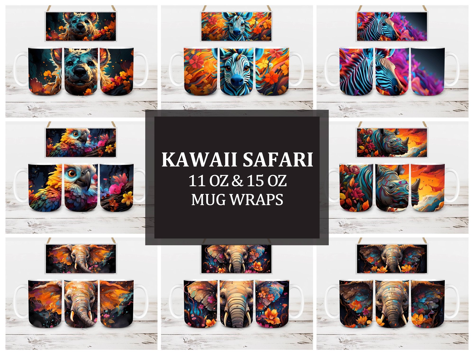 Kawaii Safari 2 Mug Wrap - CraftNest