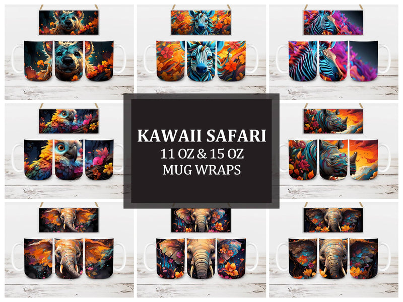 Kawaii Safari 2 Mug Wrap - CraftNest