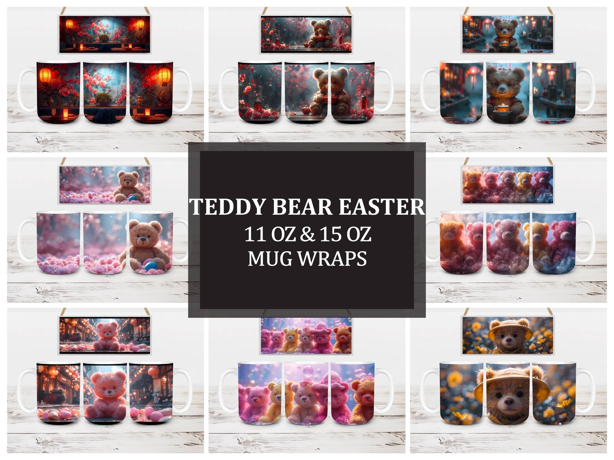 Teddy Bear Easter 6 Mug Wrap - CraftNest