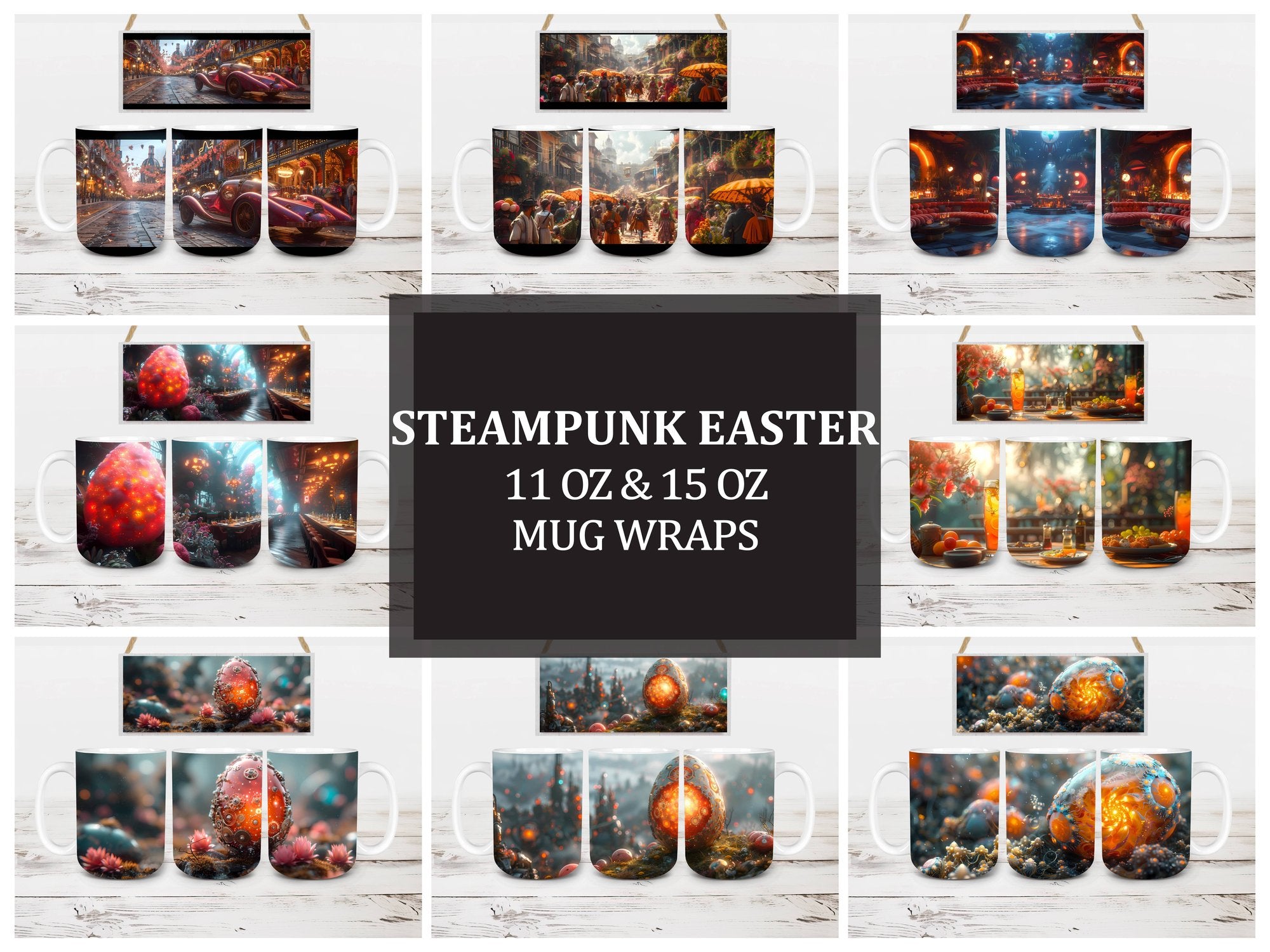 Steampunk Easter 4 Mug Wrap - CraftNest