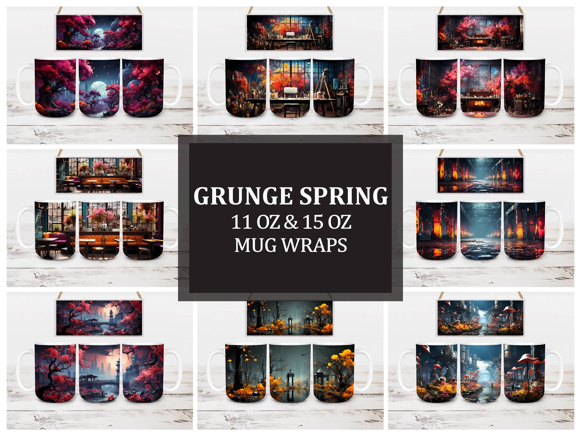 Grunge Spring 4 Mug Wrap - CraftNest