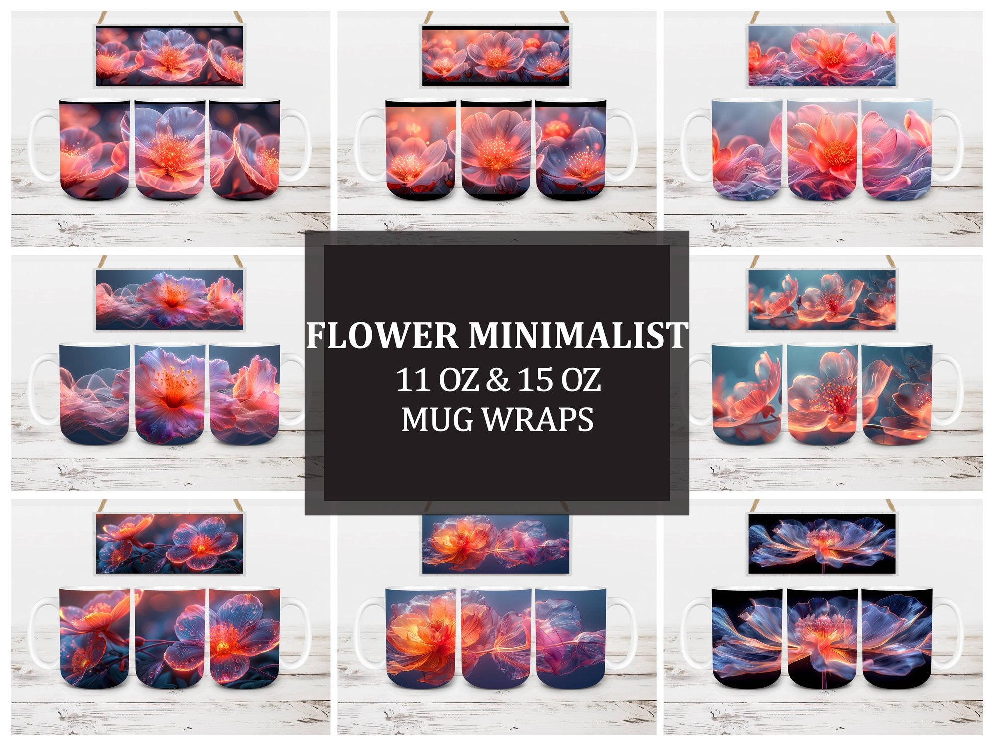 Flower Minimalist 5 Mug Wrap - CraftNest