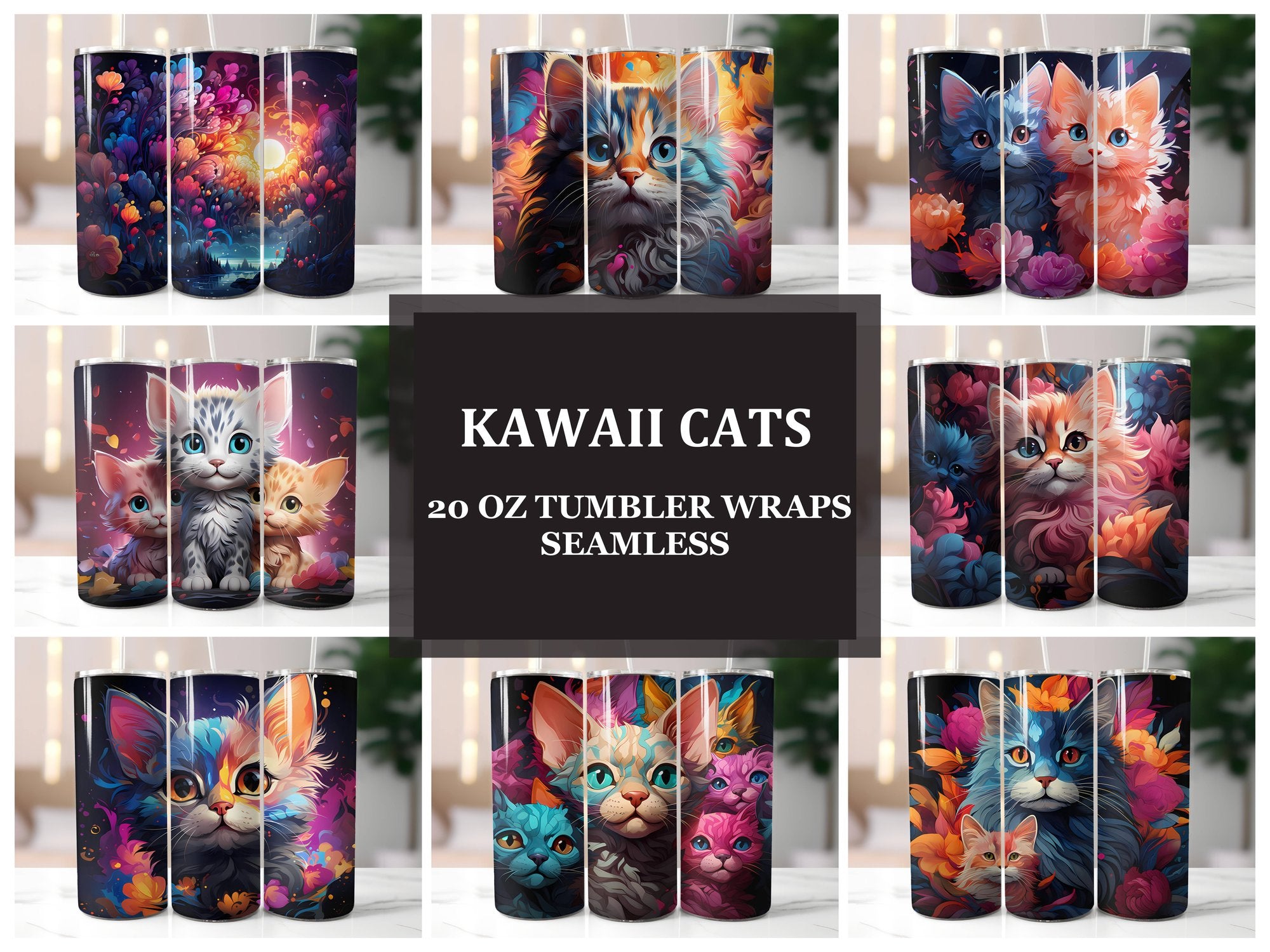 Kawaii Cats 3 Tumbler Wrap - CraftNest