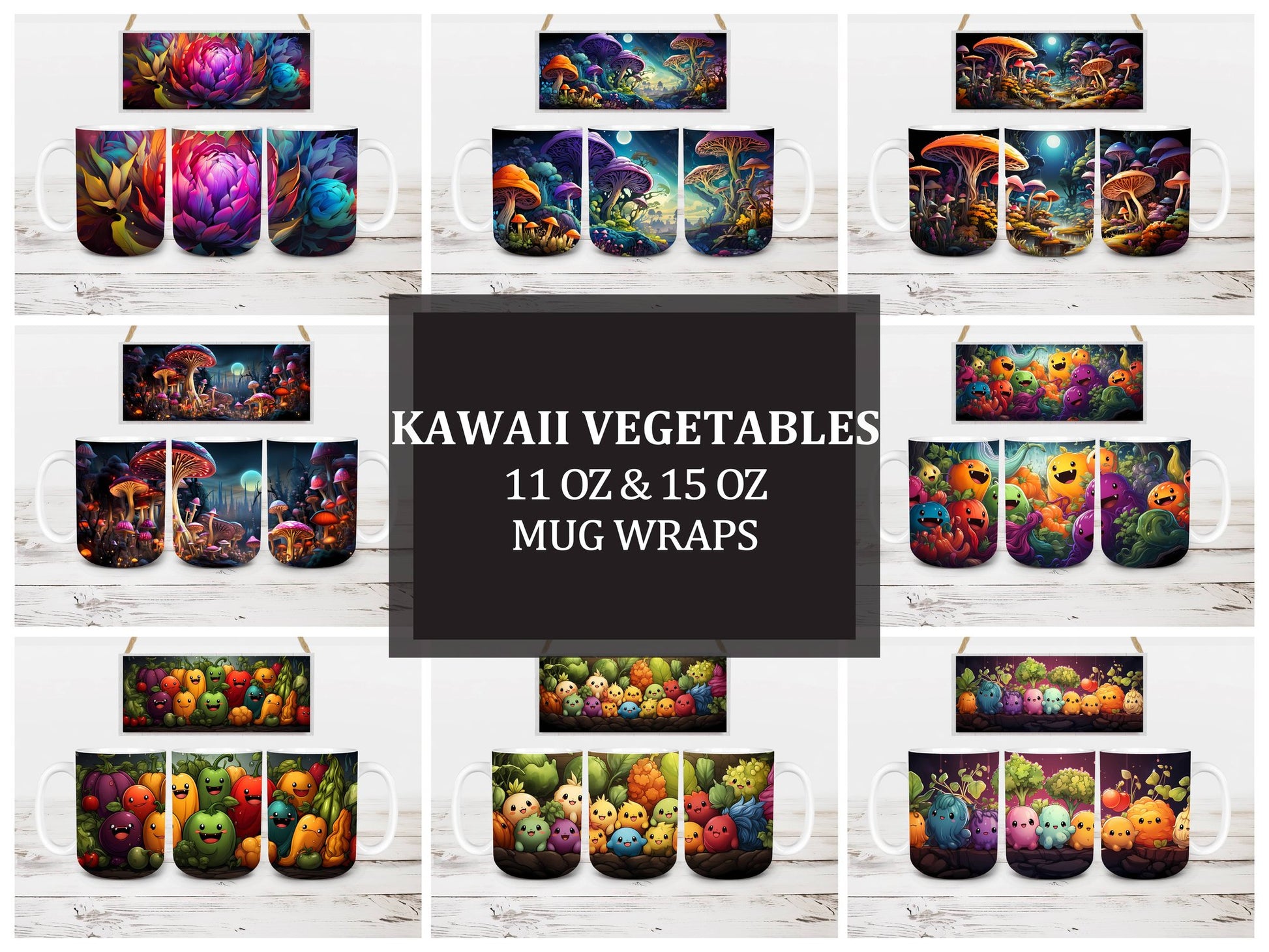 Kawaii Vegetables 2 Mug Wrap - CraftNest