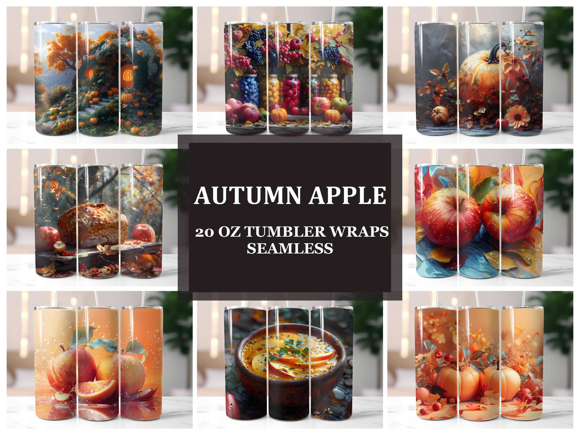 Autumn Apple 3 Tumbler Wrap - CraftNest - Digital Crafting and Art