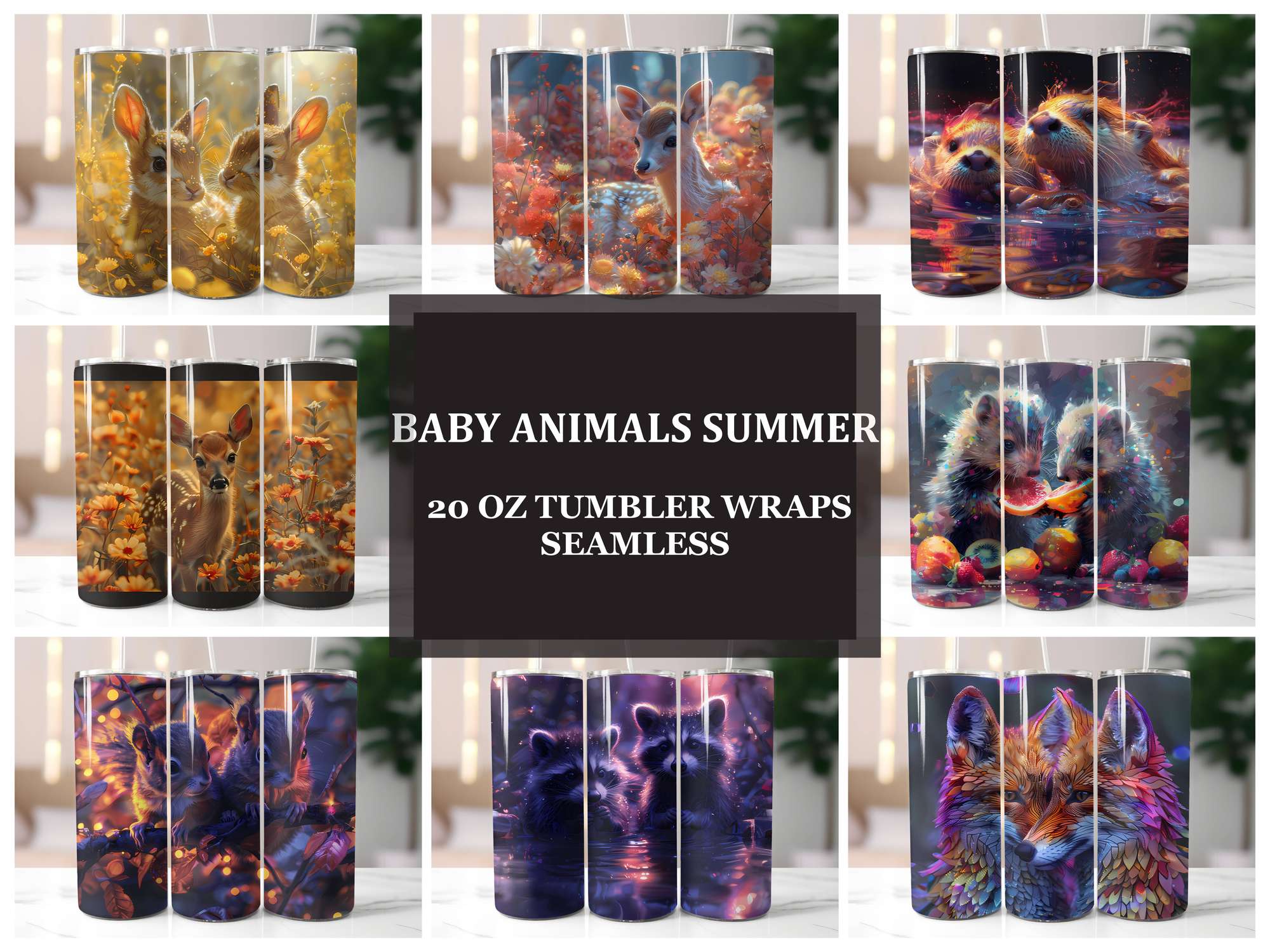 Baby Animals Summer 5 Tumbler Wrap - CraftNest - Digital Crafting and Art