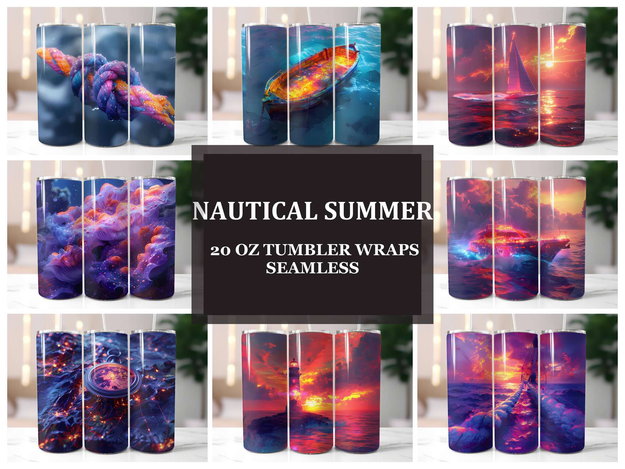 Nautical Summer 4 Tumbler Wrap - CraftNest - Digital Crafting and Art