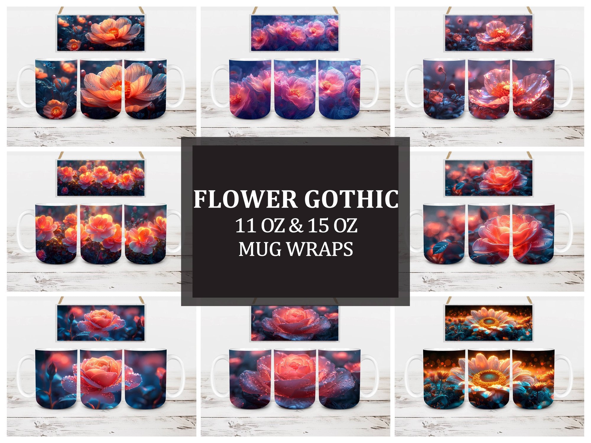 Flower Gothic 7 Mug Wrap - CraftNest