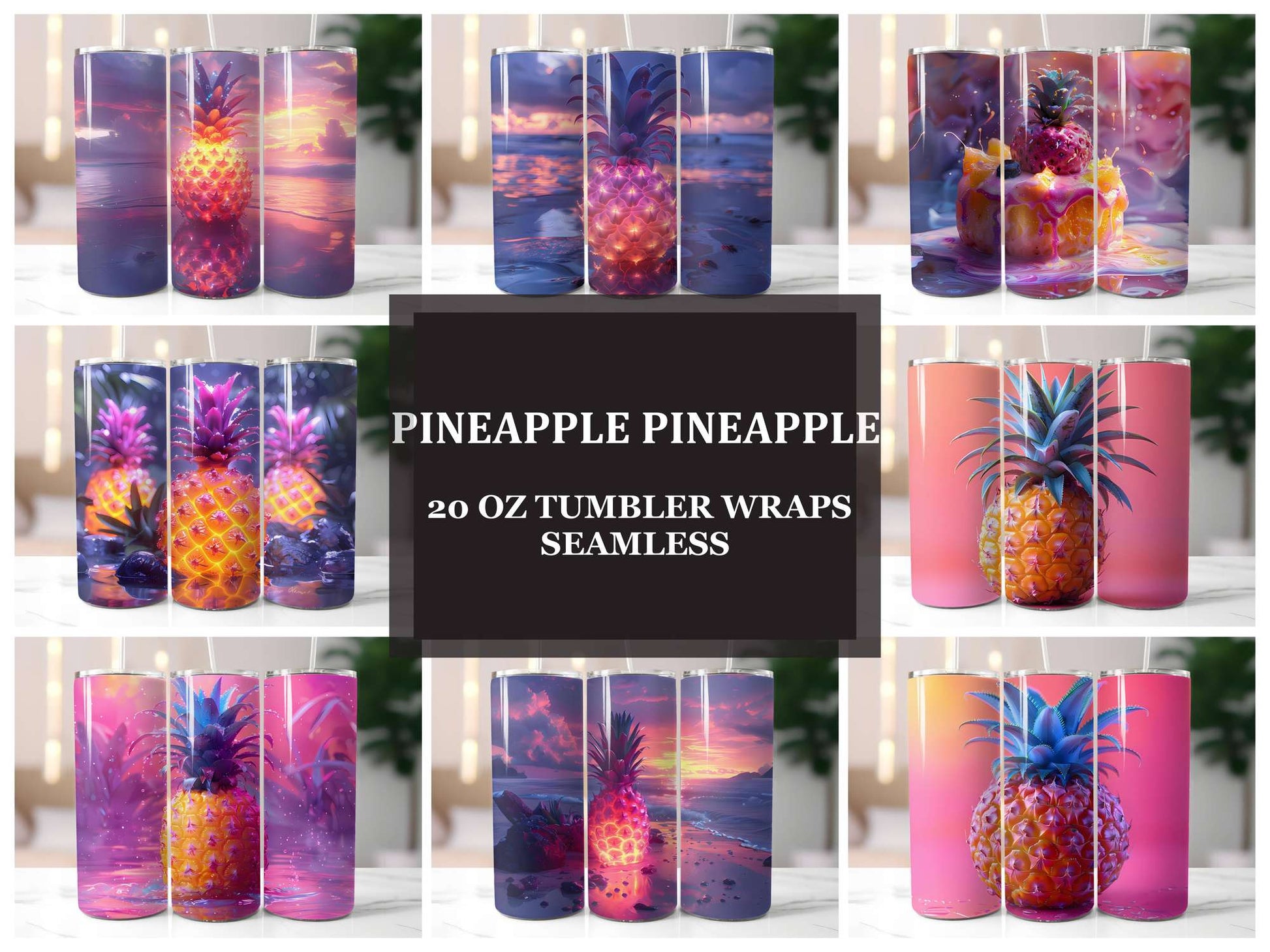 Pineapple 3 Tumbler Wrap - CraftNest - Digital Crafting and Art