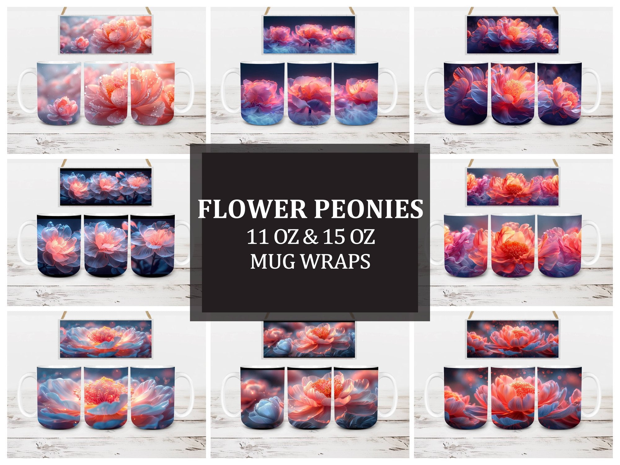 Flower Peonies 2 Mug Wrap - CraftNest