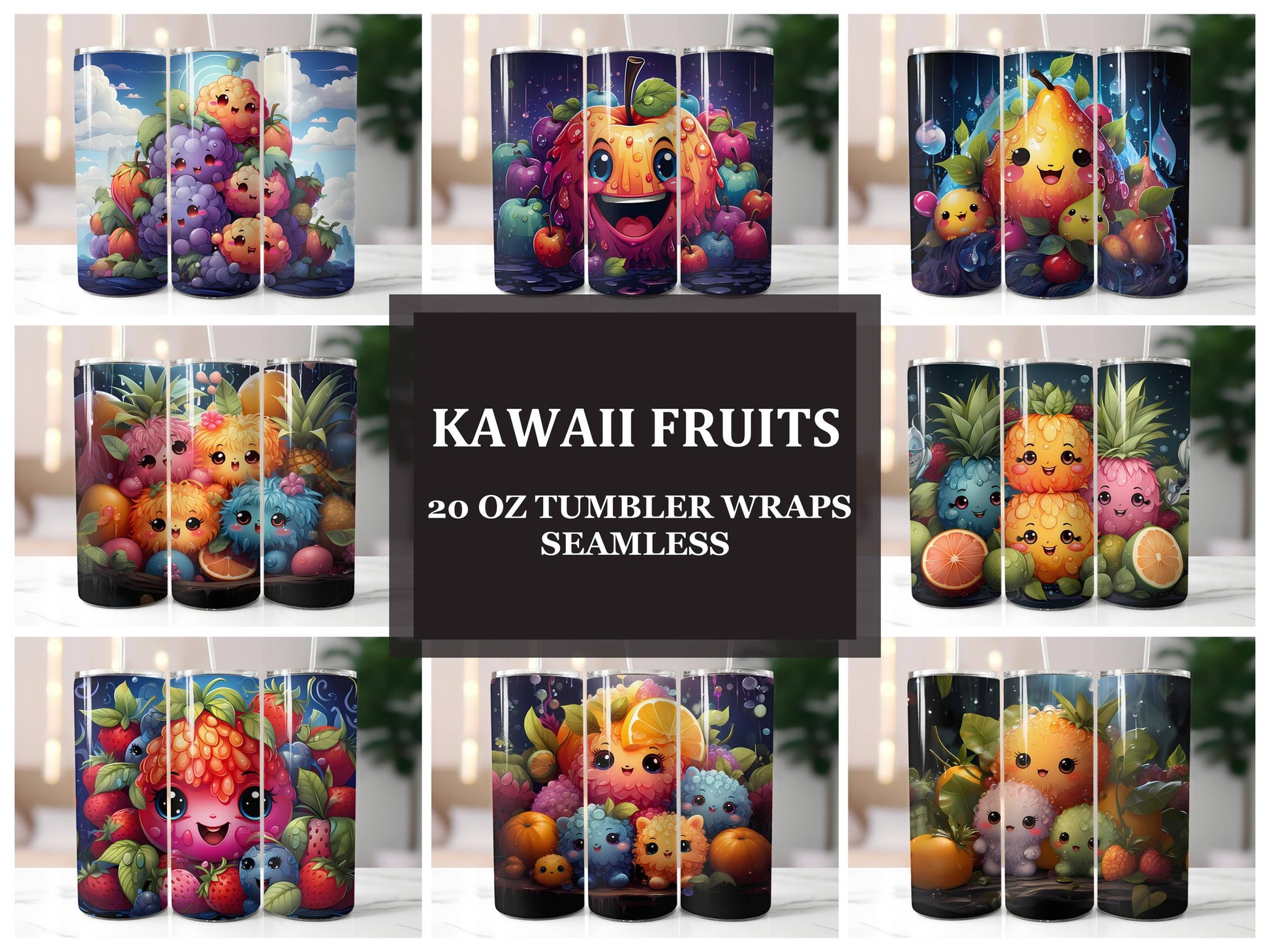 Kawaii Fruits 3 Tumbler Wrap - CraftNest