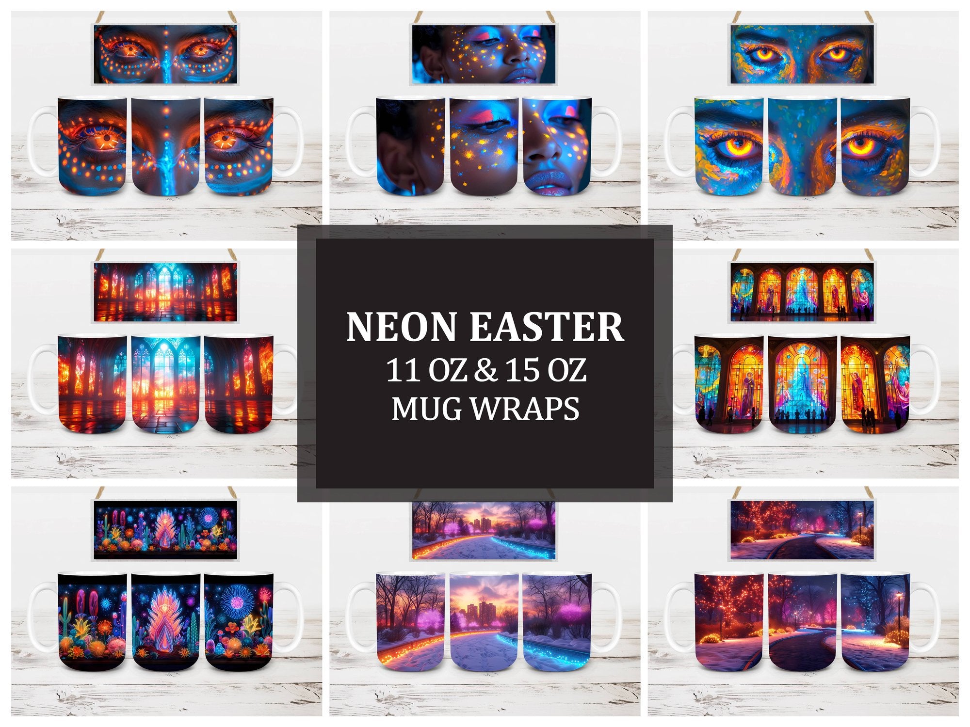 Neon Easter 6 Mug Wrap - CraftNest
