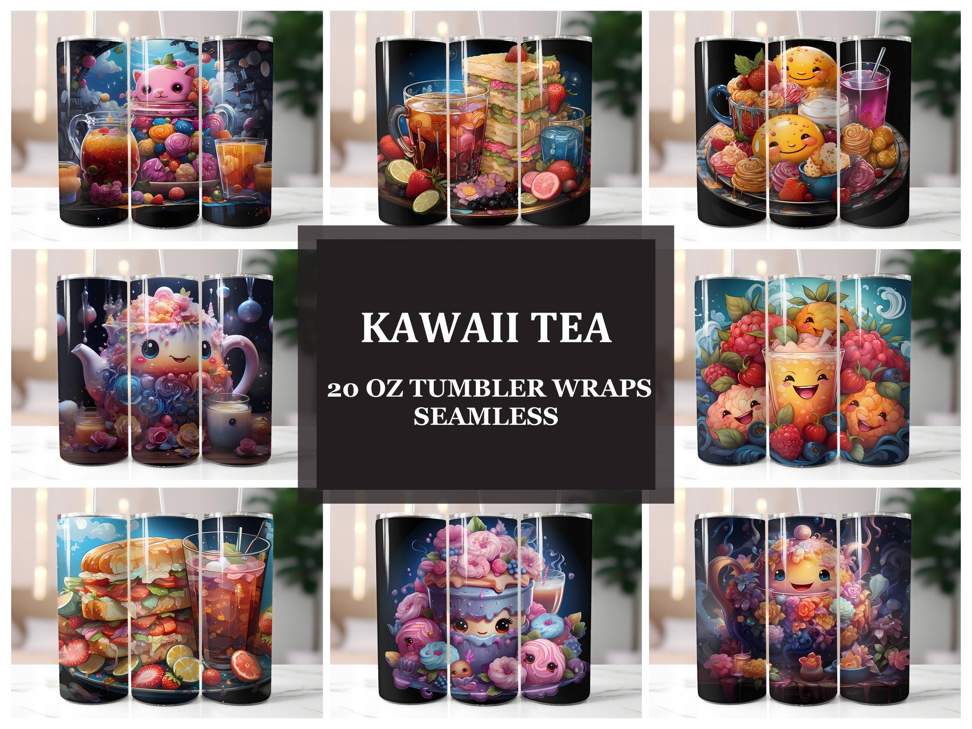 Kawaii Tea 3 Tumbler Wrap - CraftNest