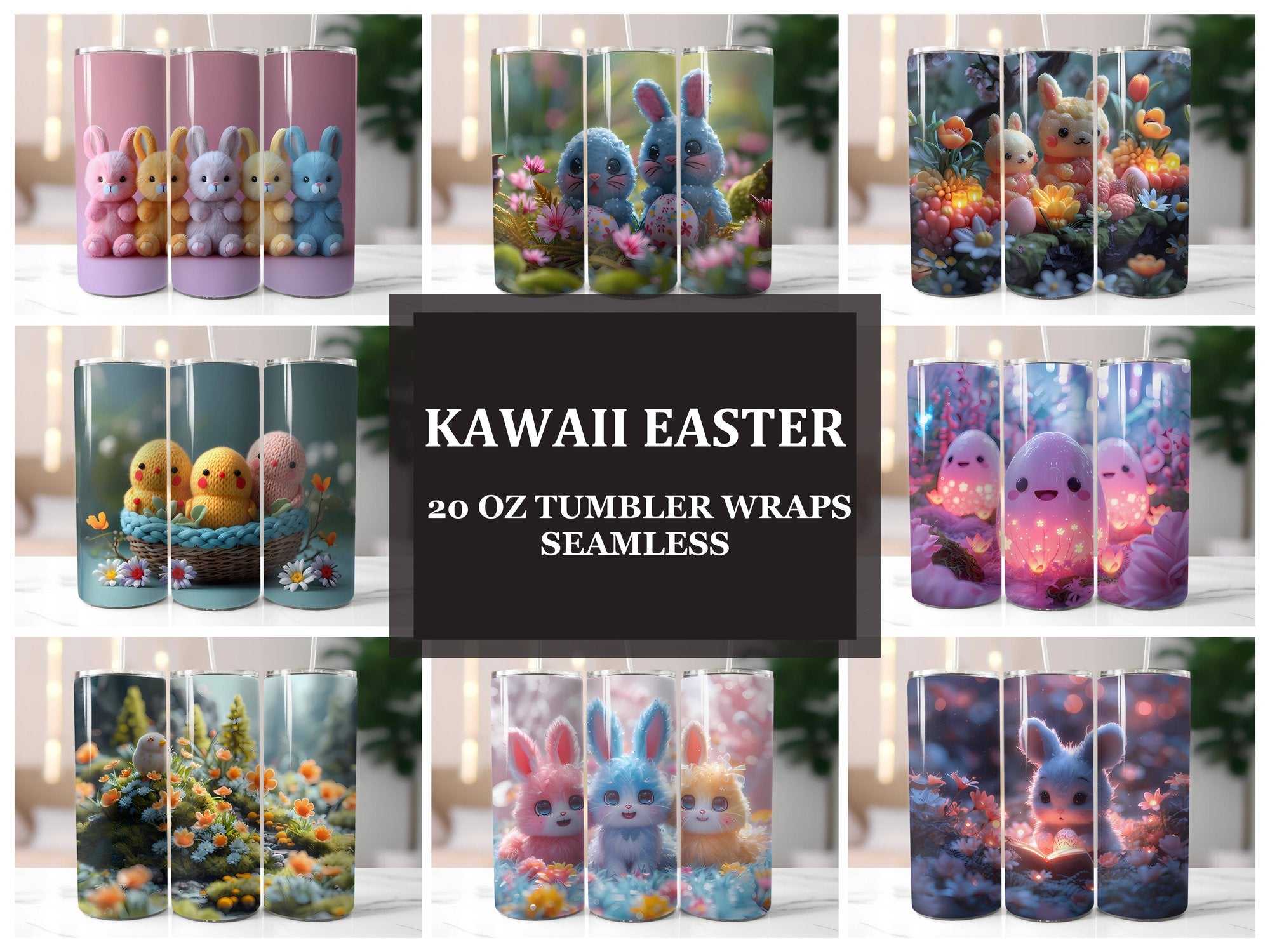 Kawaii Easter 3 Tumbler Wrap - CraftNest