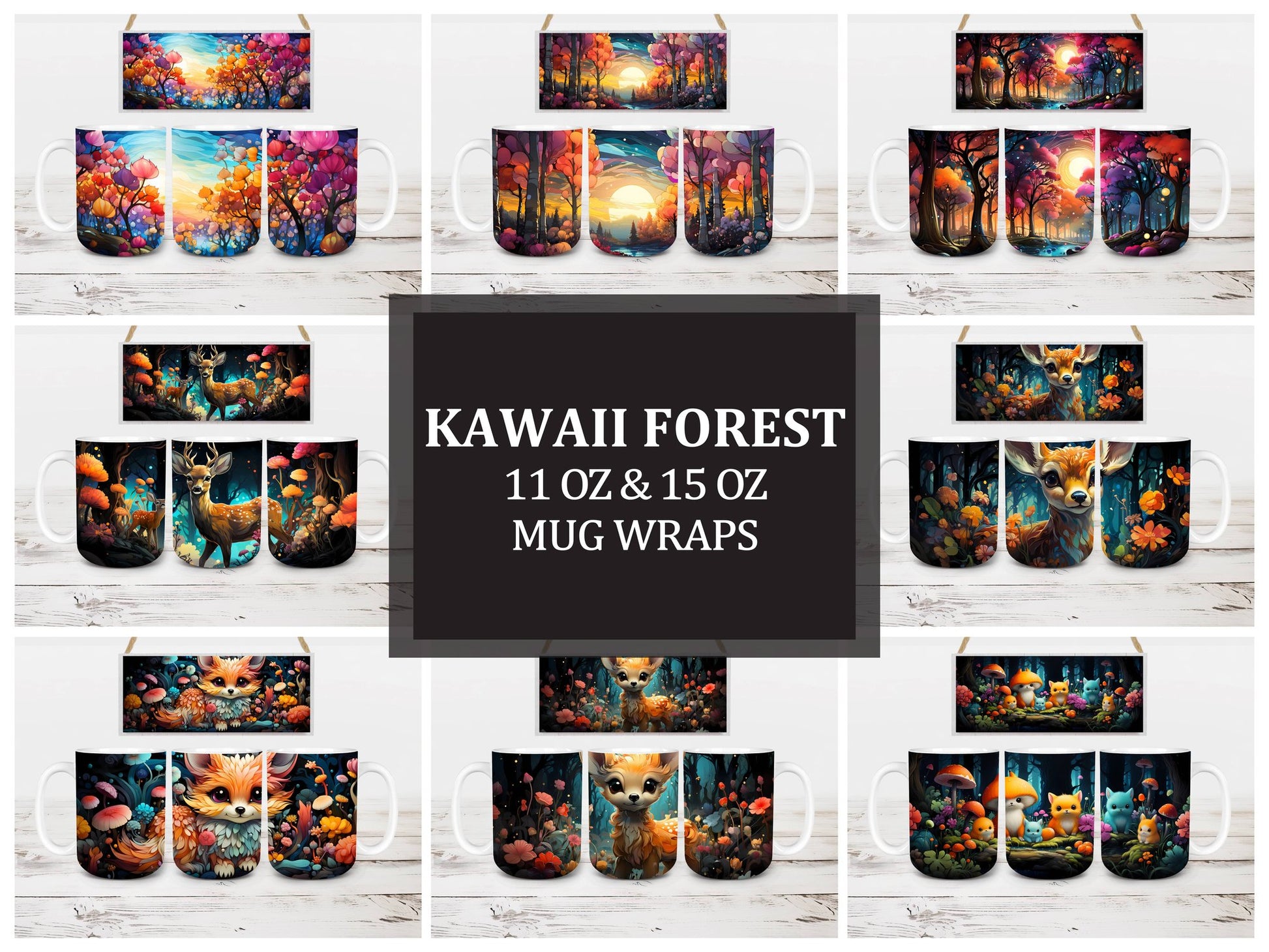 Kawaii Forest 4 Mug Wrap - CraftNest