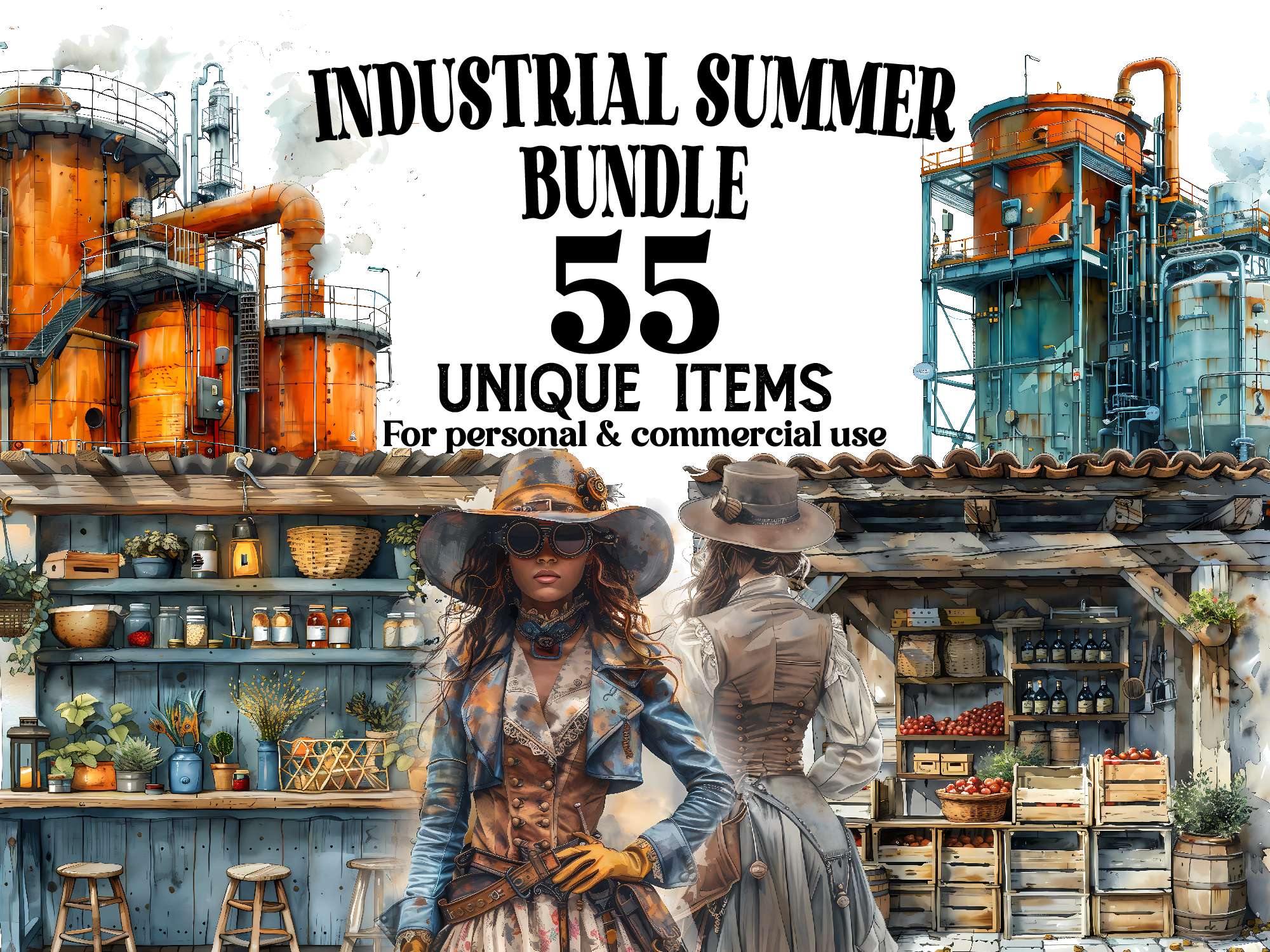 Industrial Summer Clipart - CraftNest - Digital Crafting and Art