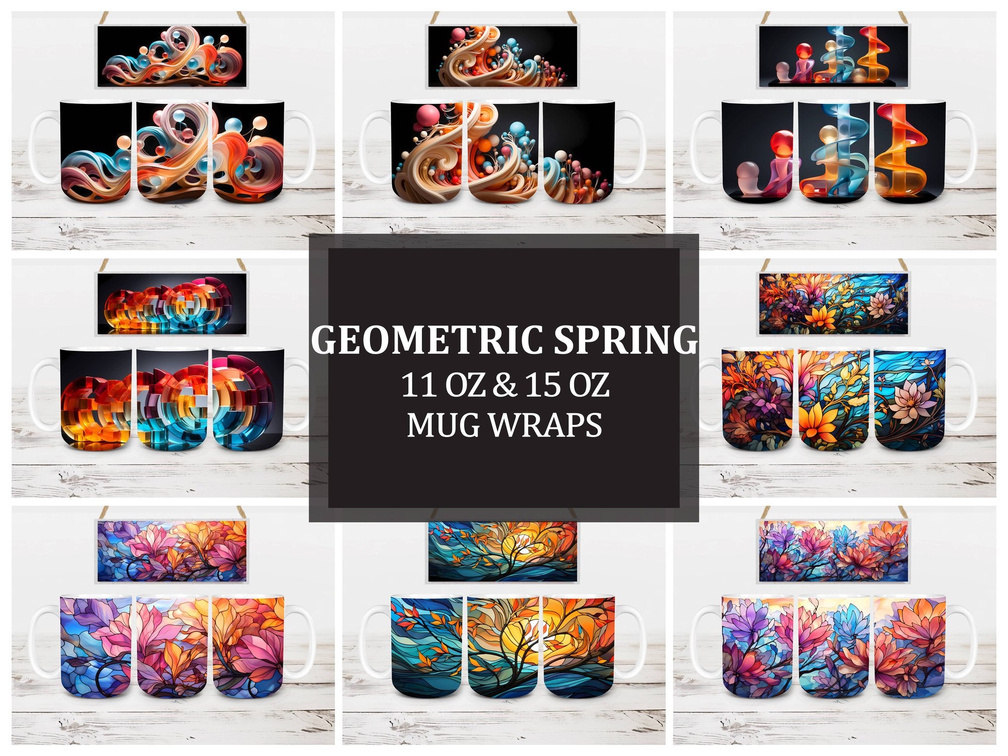 Geometric Spring 2 Mug Wrap - CraftNest