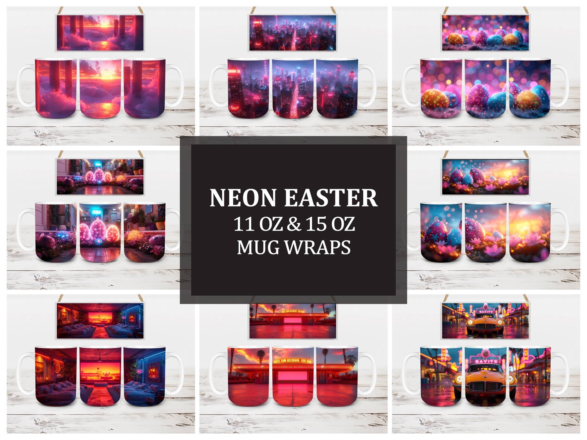 Neon Easter 1 Mug Wrap - CraftNest