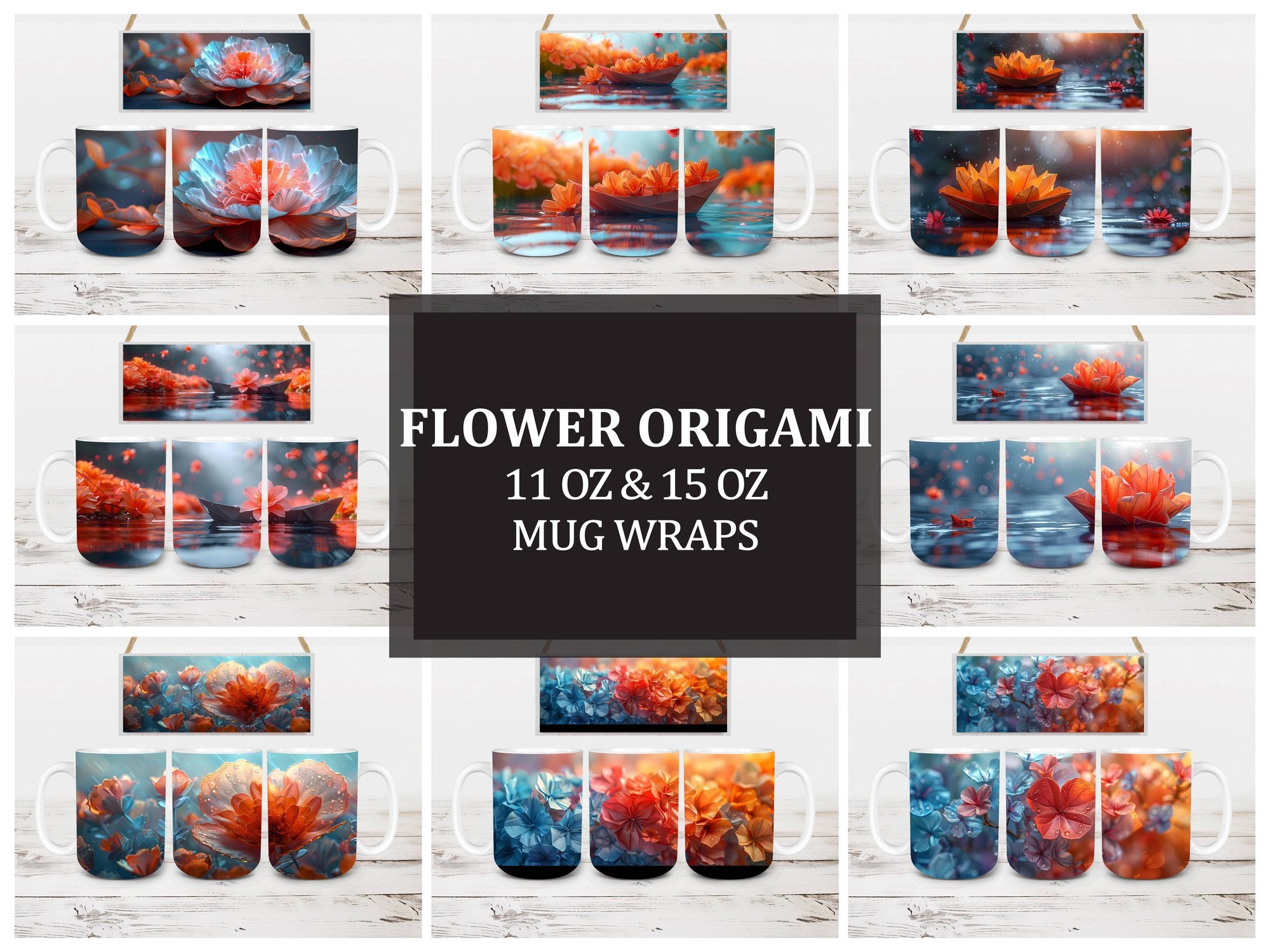 Flower Origami 2 Mug Wrap - CraftNest