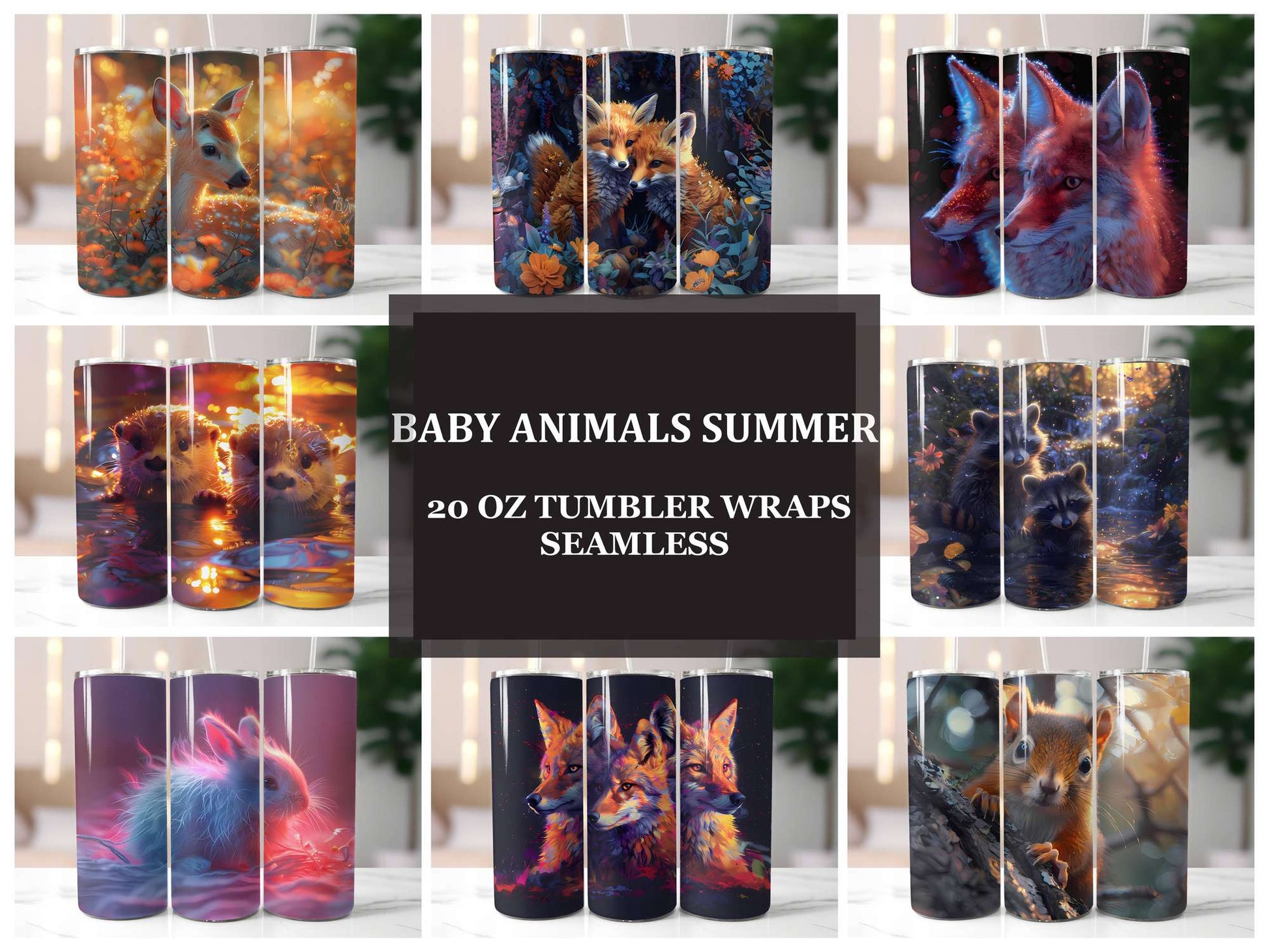 Baby Animals Summer 4 Tumbler Wrap - CraftNest - Digital Crafting and Art