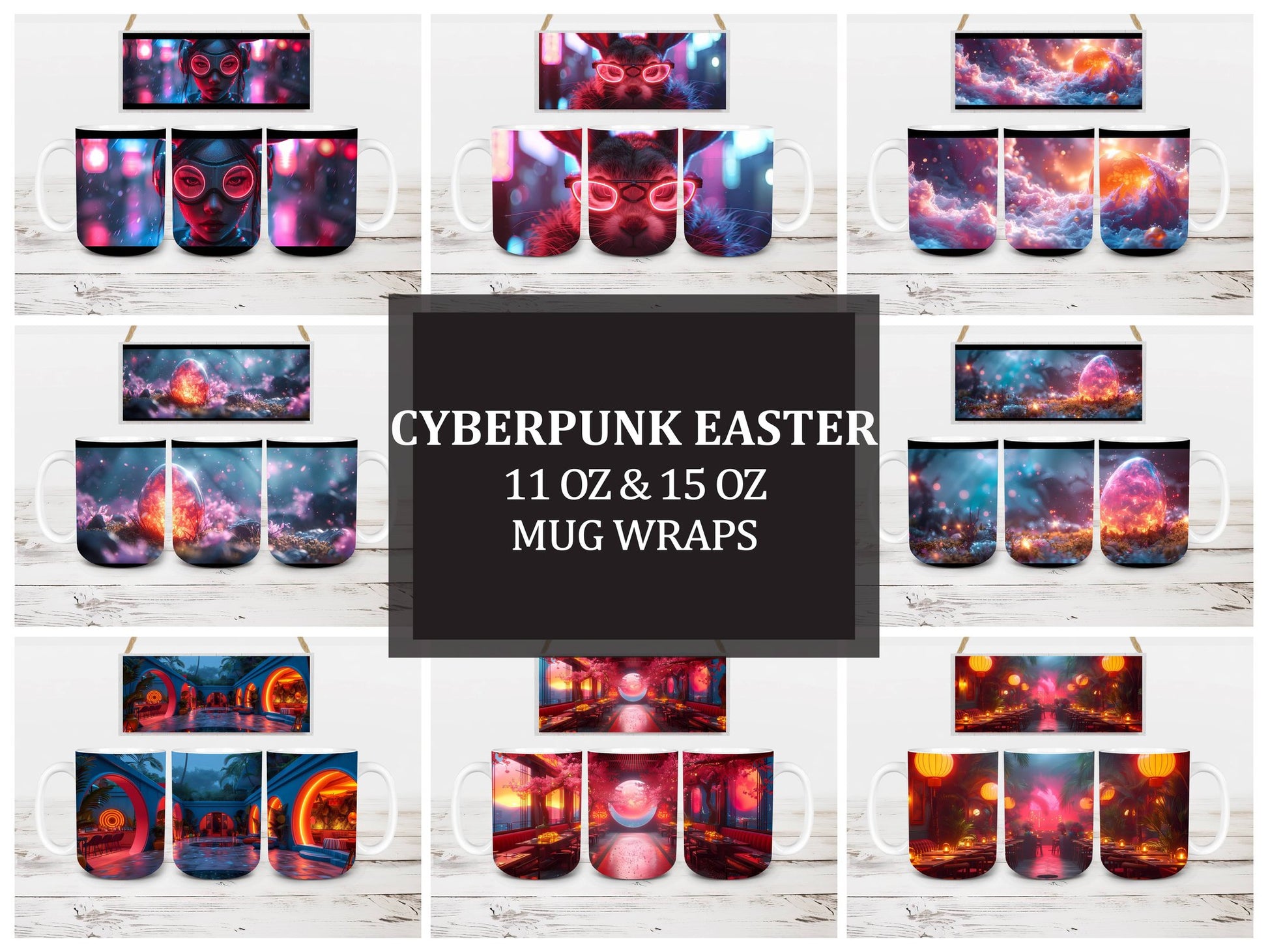 Cyberpunk Easter 3 Mug Wrap - CraftNest