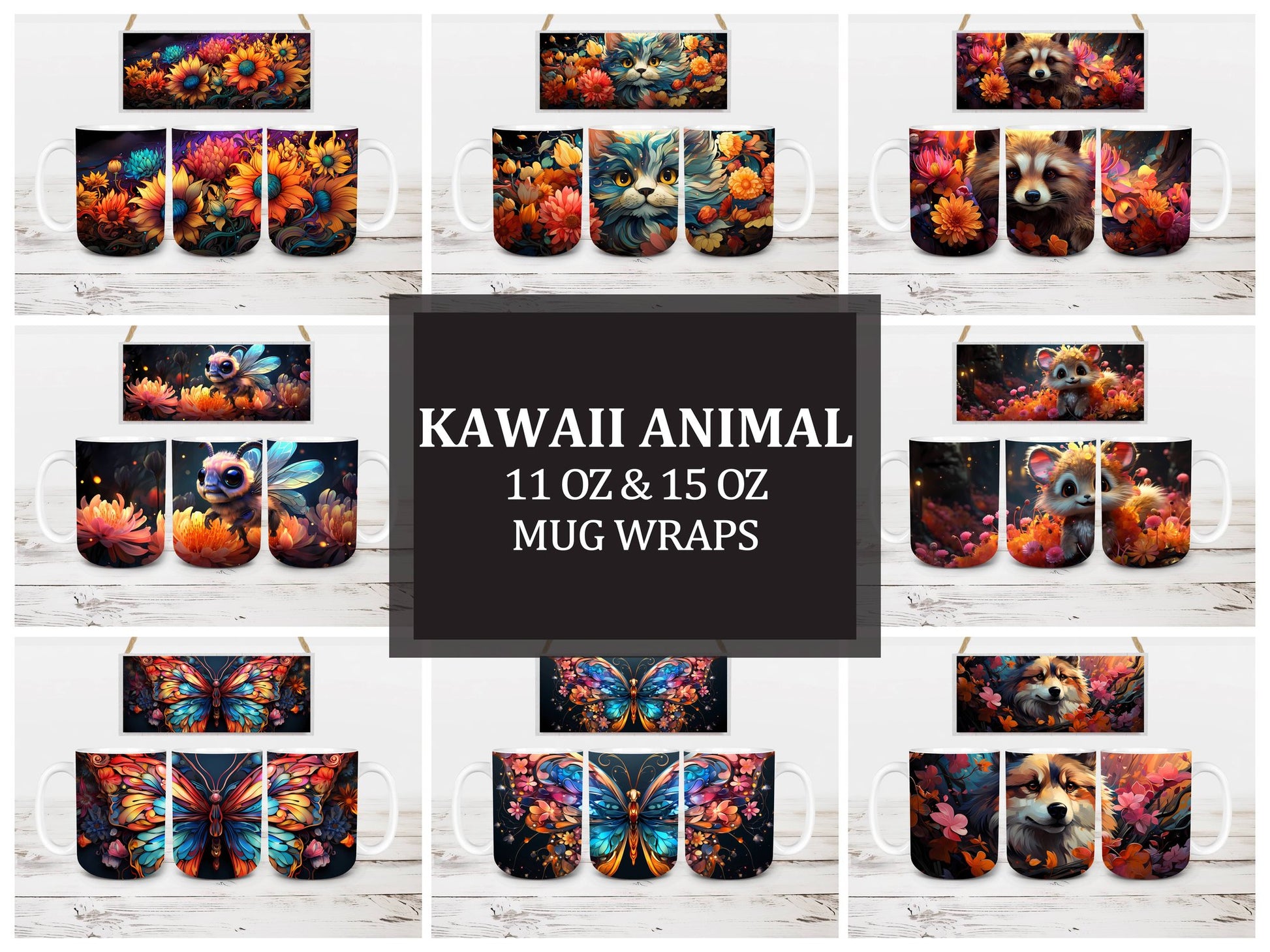 Kawaii Animal 1 Mug Wrap - CraftNest