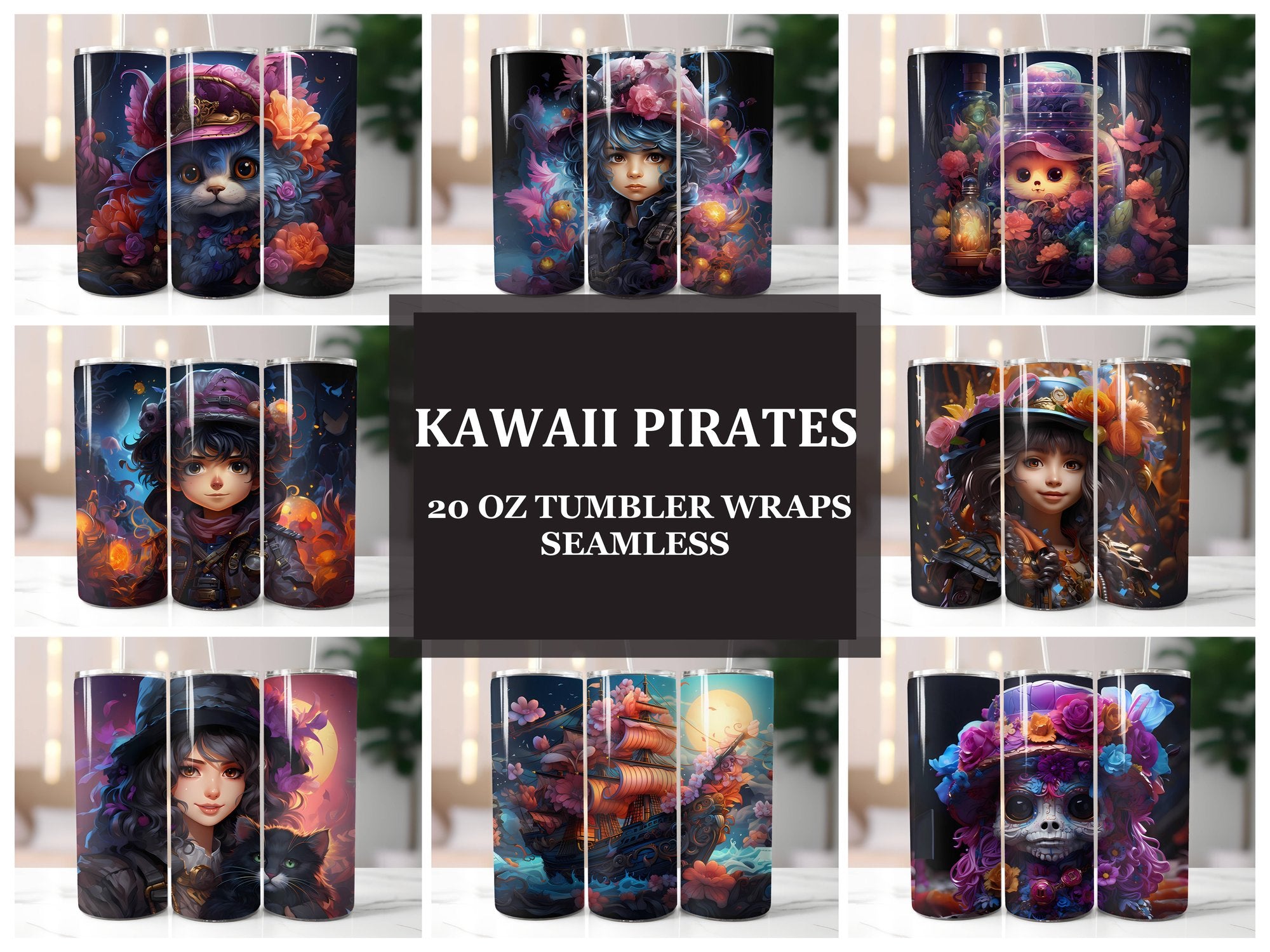 Kawaii Pirates 2 Tumbler Wrap - CraftNest