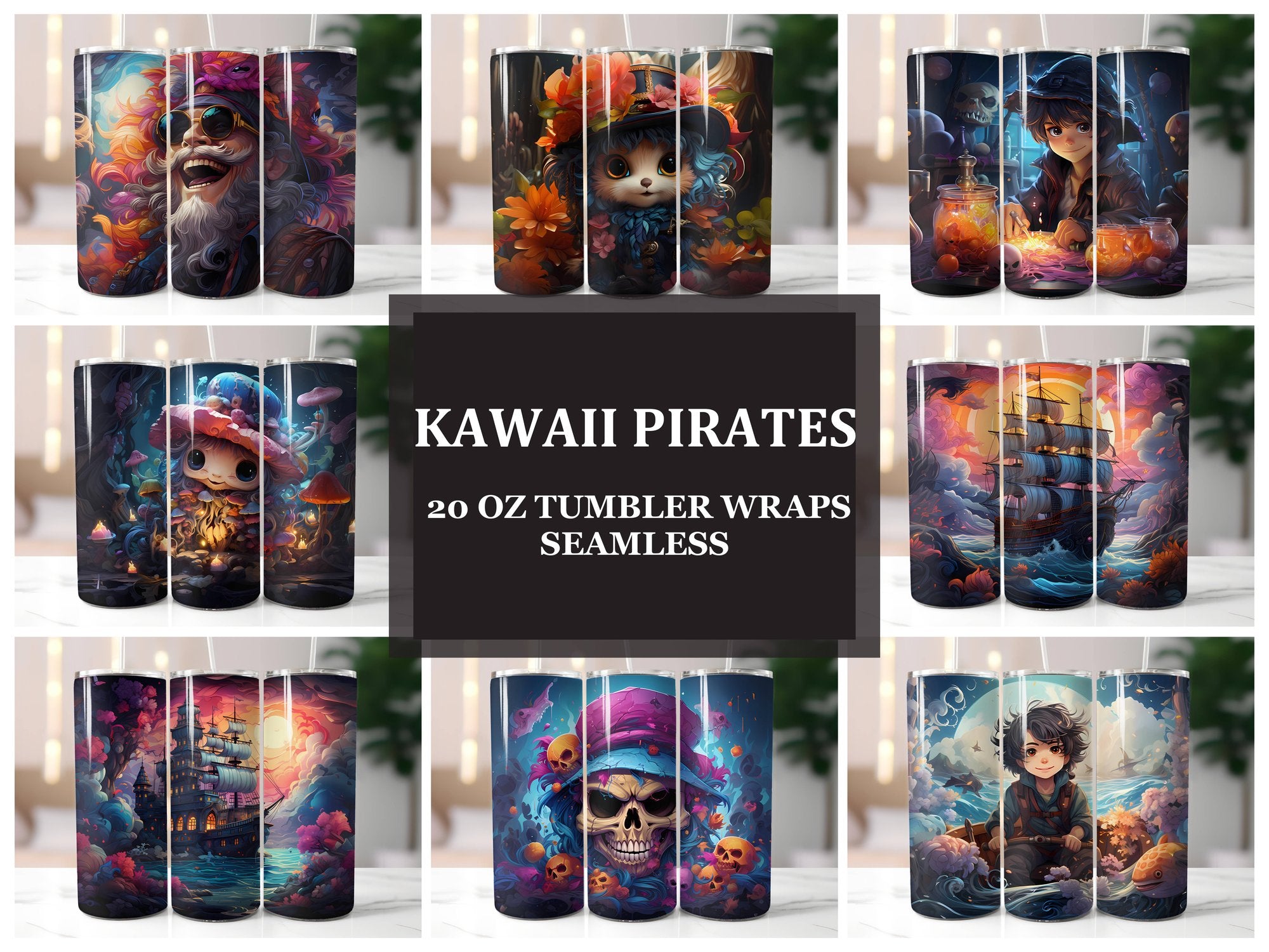 Kawaii Pirates 3 Tumbler Wrap - CraftNest