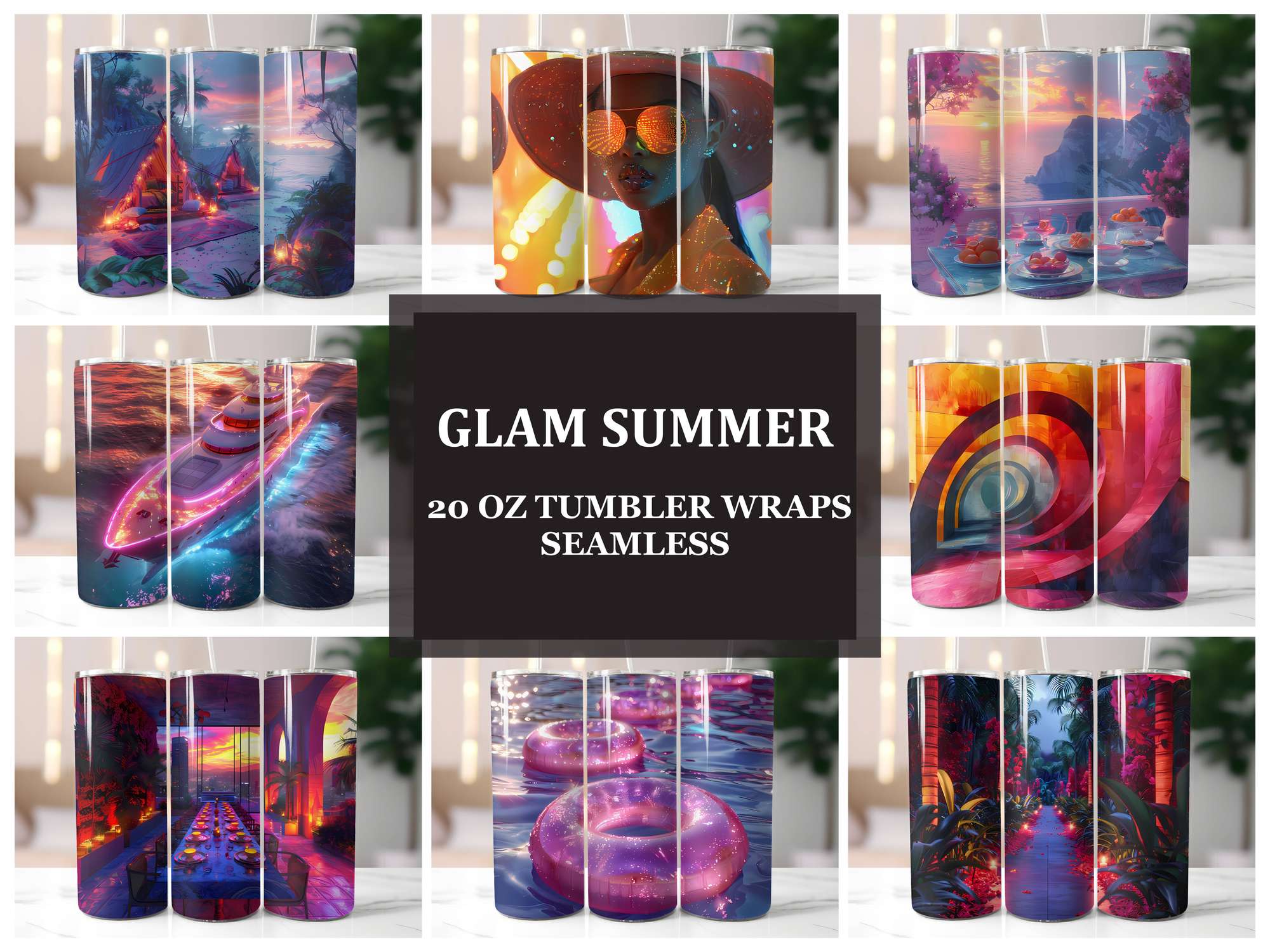 Glam Summer 4 Tumbler Wrap - CraftNest - Digital Crafting and Art