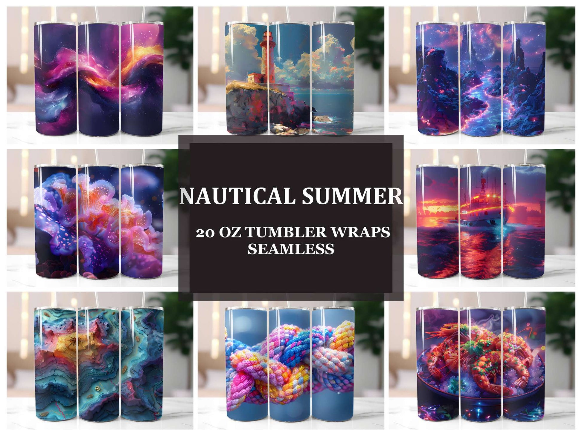 Nautical Summer 3 Tumbler Wrap - CraftNest - Digital Crafting and Art